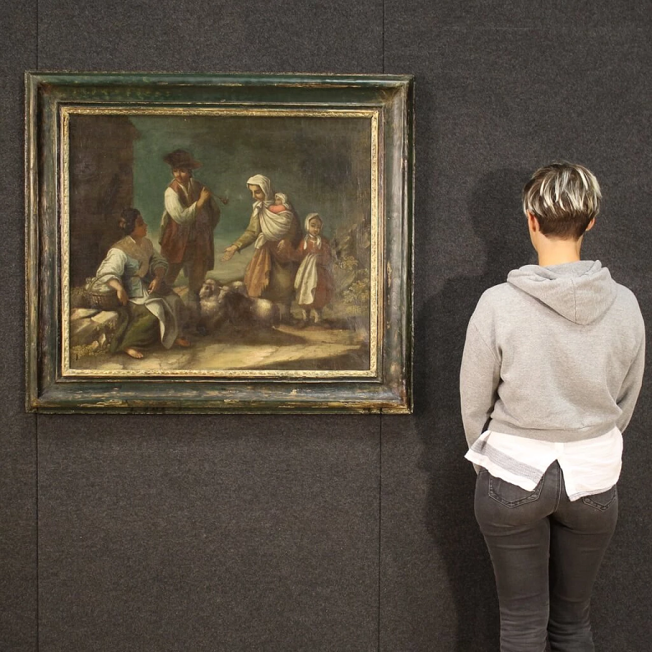 Scena popolare di genere, dipinto a olio su tela, seconda metà del '700 16