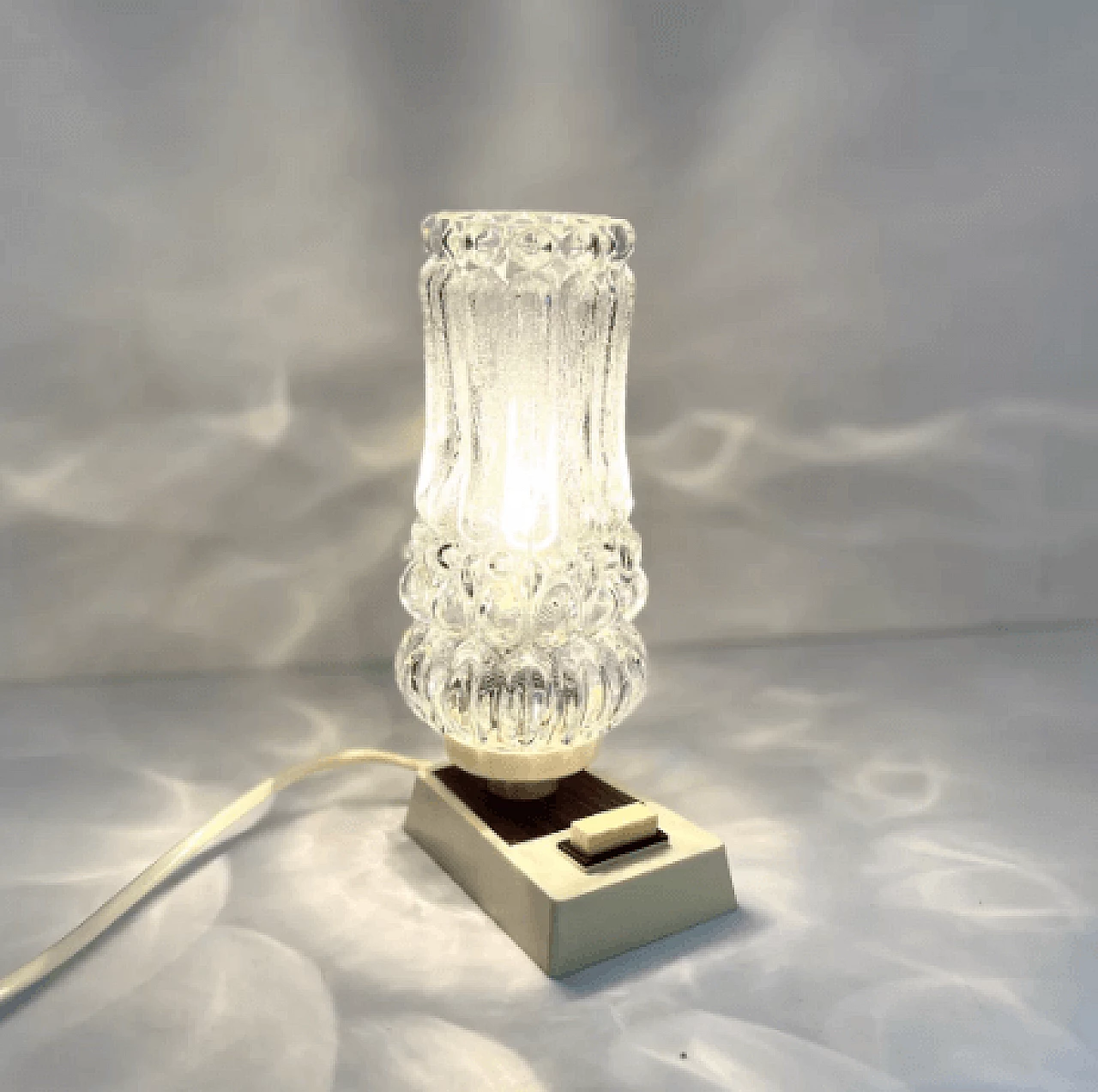 Glass and plastic table lamp by Holzapfel & Hutter, 1970s 5