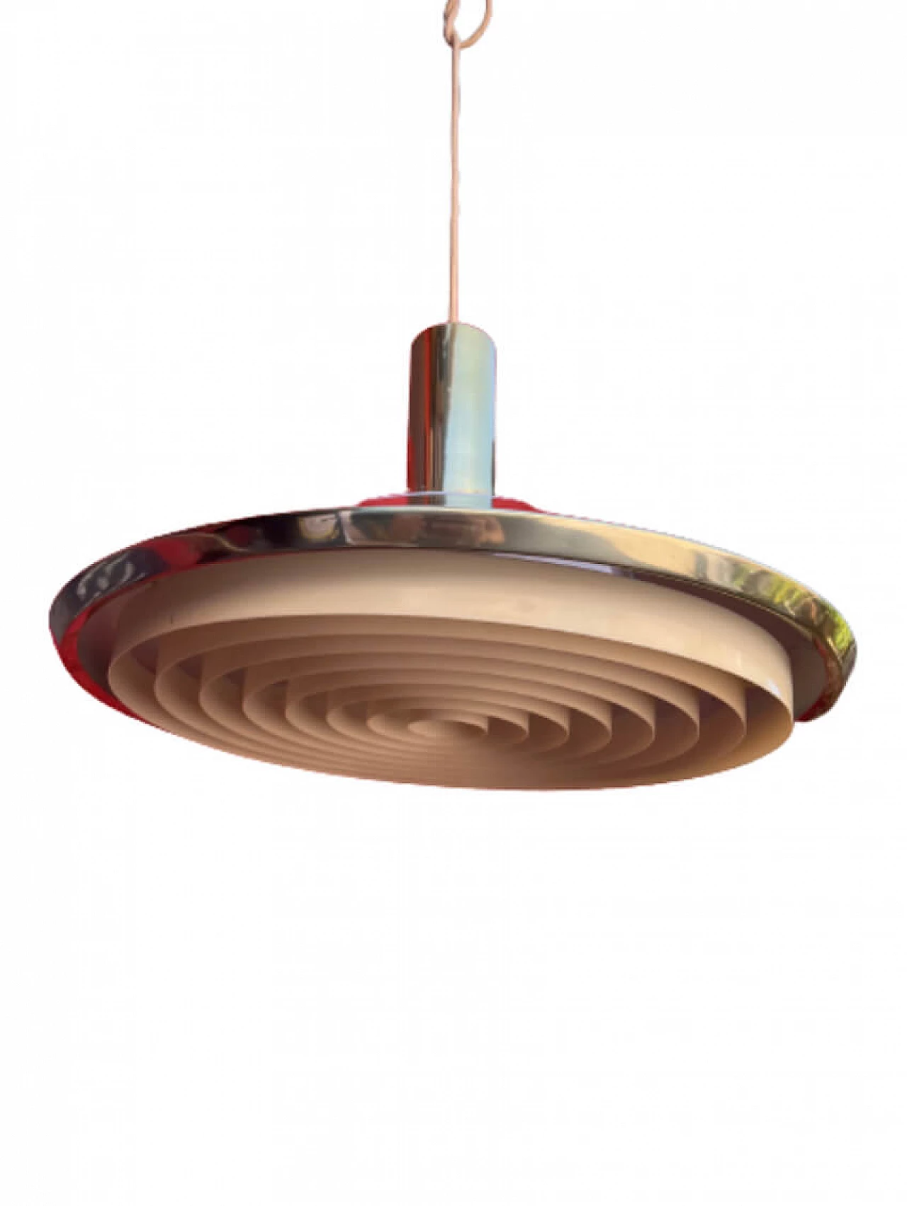 Lampada a sospensione in metallo, plastica e vetro di Louis Poulsen, anni '50 1