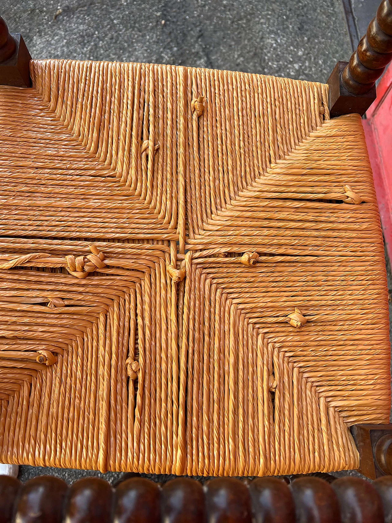 Coppia di poltrone modulari in legno e paglia, anni '50 7