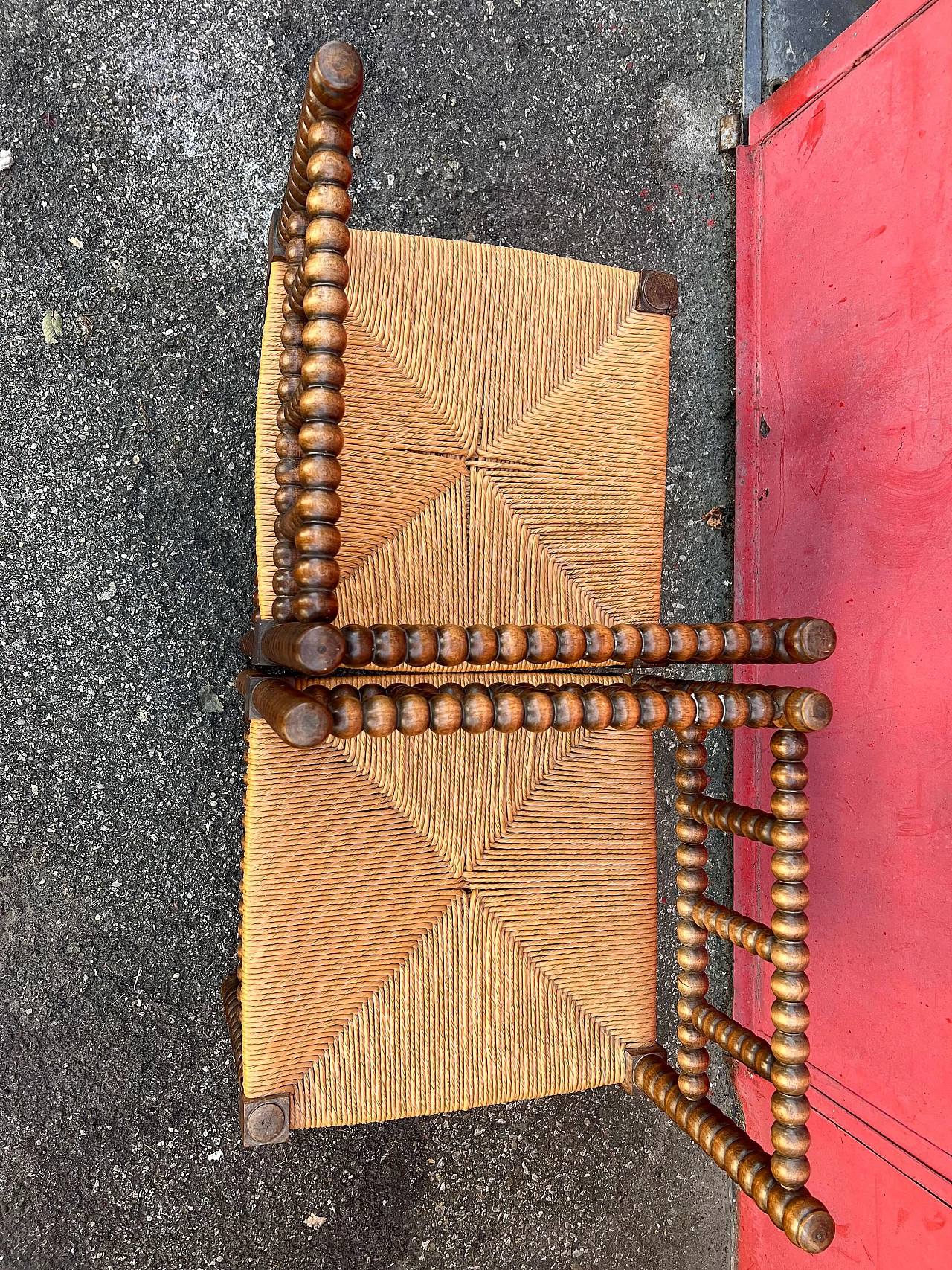 Coppia di poltrone modulari in legno e paglia, anni '50 8