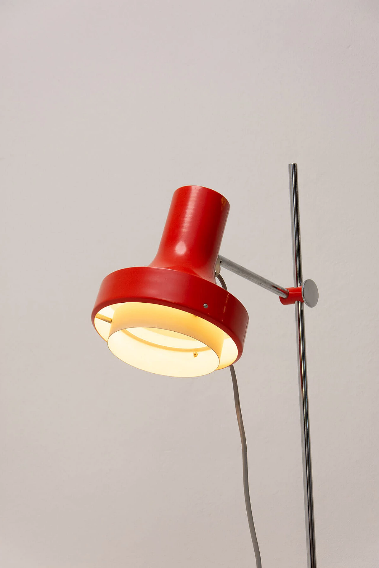 Red aluminum and chromed steel floor lamp by Josef Hurka, 1970s 15