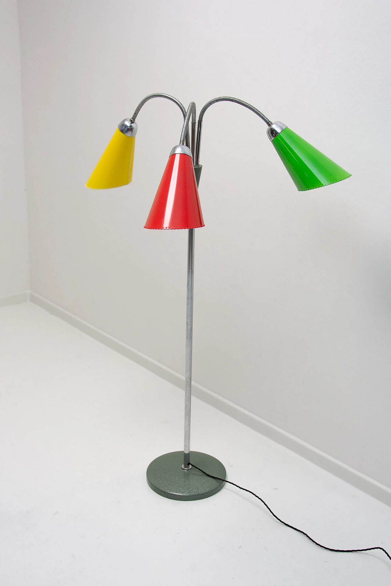 Metal and multicolored plastic floor lamp by Lidokov, 1960s 8