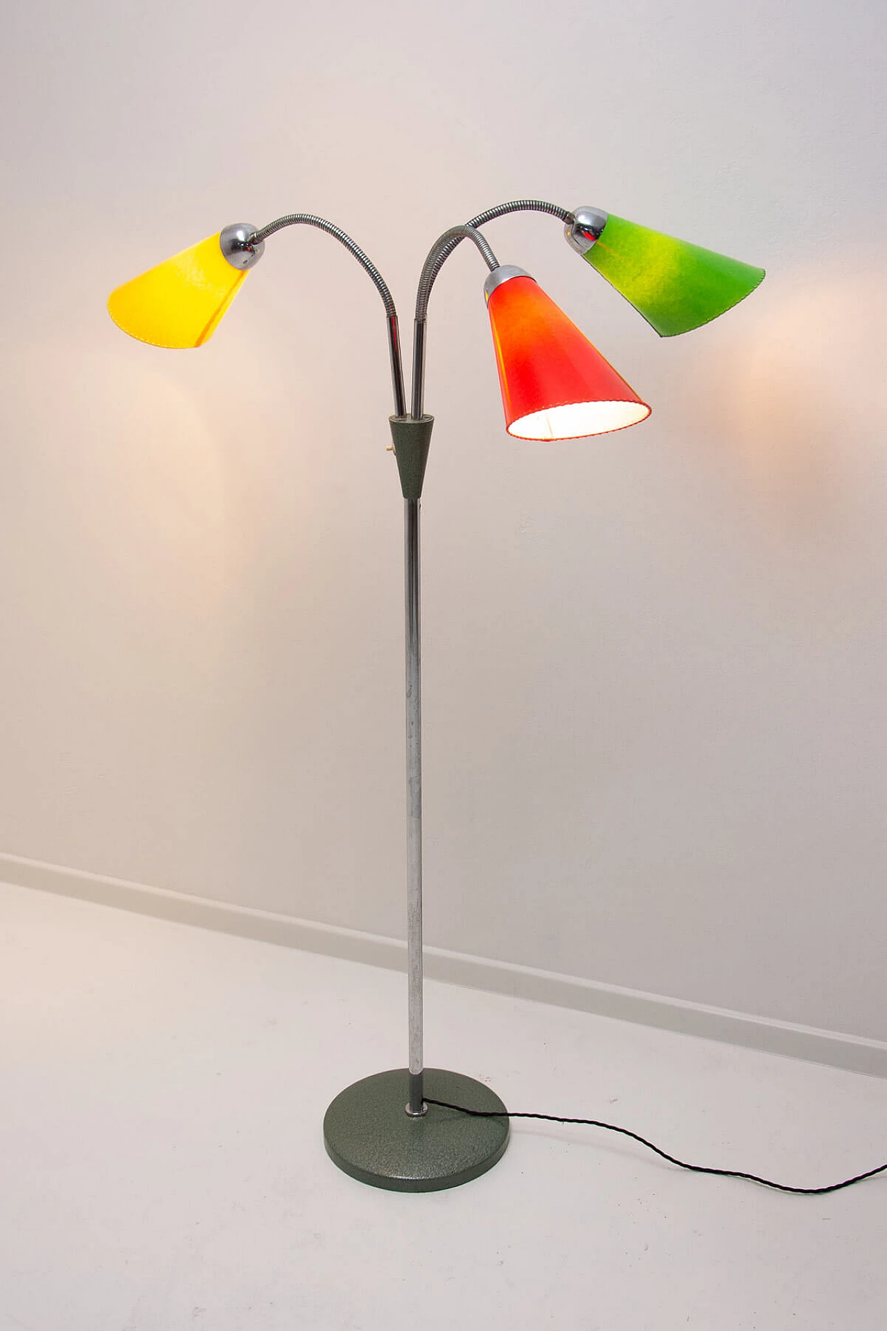 Metal and multicolored plastic floor lamp by Lidokov, 1960s 18