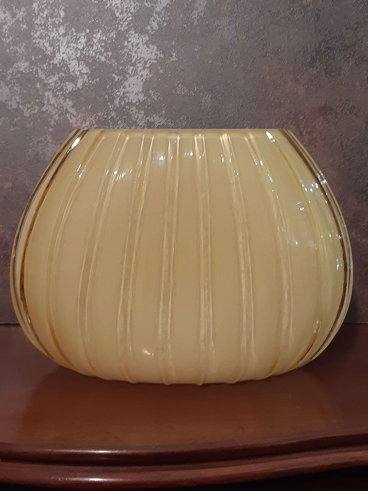 Oval vase in yellow incamiciato blown glass, 2000s 1