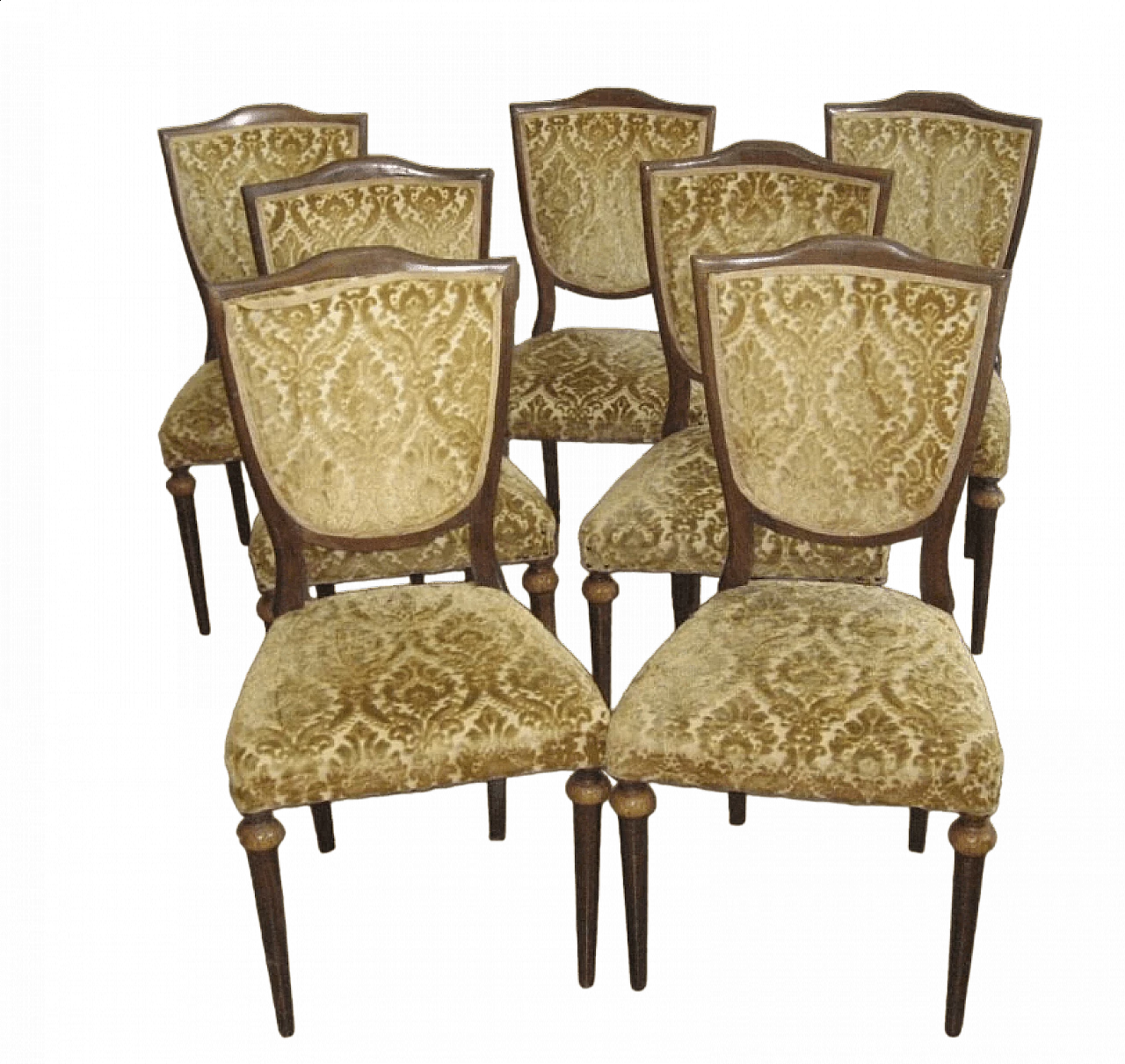 7 Empire style chairs in wood and fabric, 1970s 11