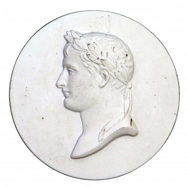 Old Paris Biscuit porcelain medallion with portrait of Napoleon, 19th century