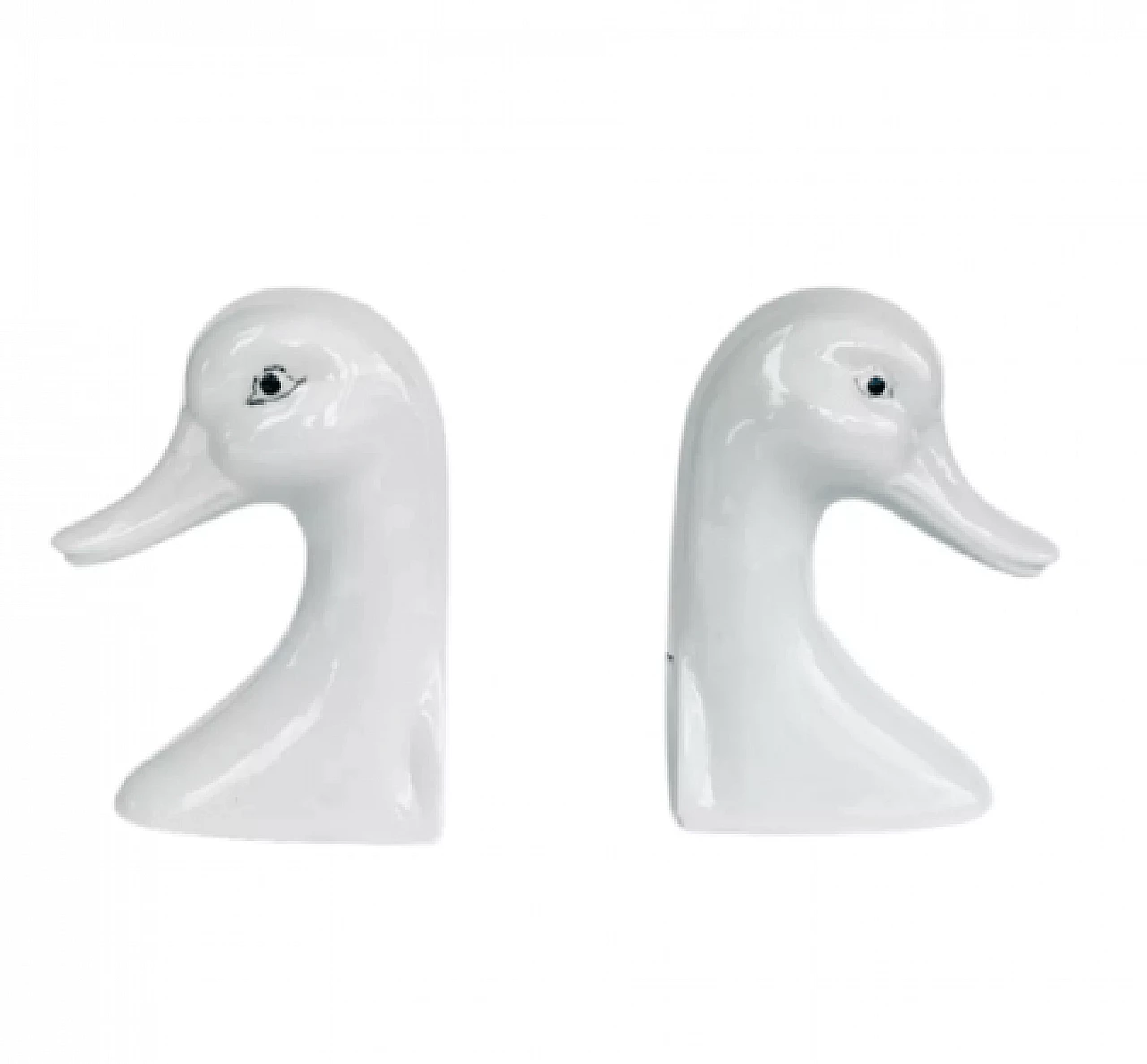 Pair of Dutch porcelain goose-head bookends, 1950s 11