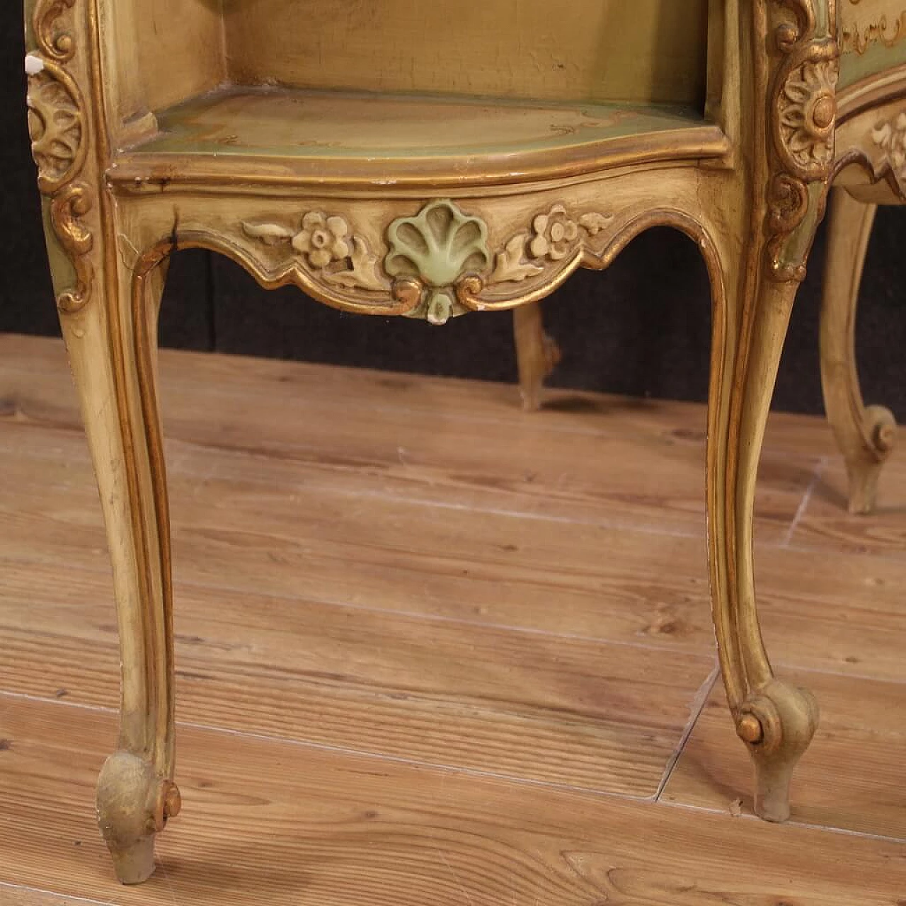 Venetian style lacquered, gilded and painted wood sideboard, 1970s 10