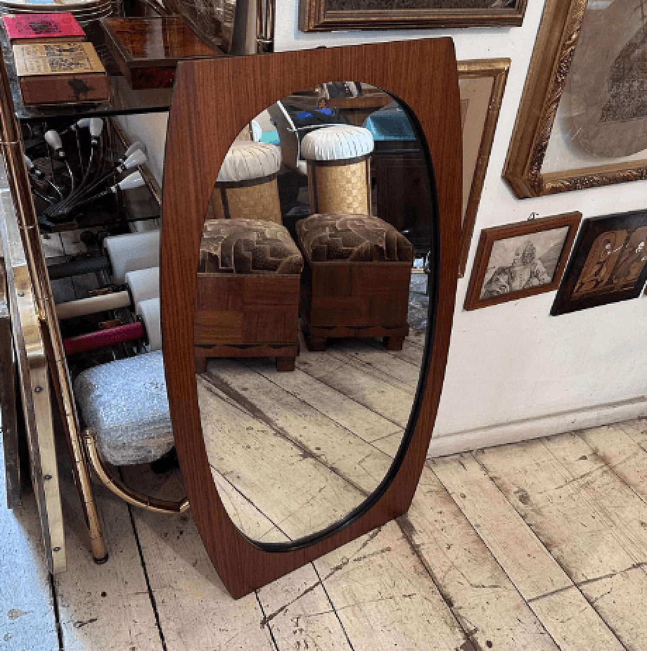 Specchio con cornice in legno di Gianfranco Frattini, anni '70 2