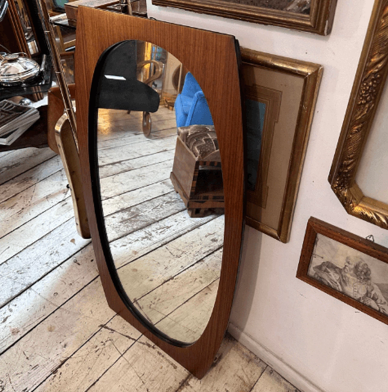 Specchio con cornice in legno di Gianfranco Frattini, anni '70 9