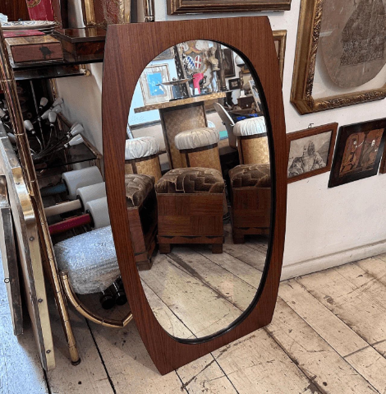 Mirror with wood frame by Gianfranco Frattini, 1970s 12