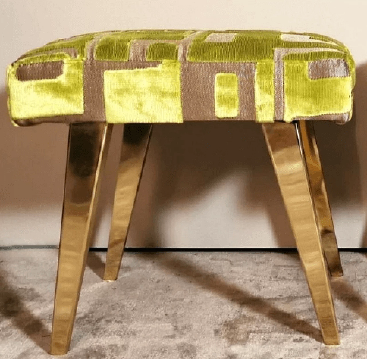 Pair of brass and fabric stools in the style of Paolo Buffa, 1960s 10
