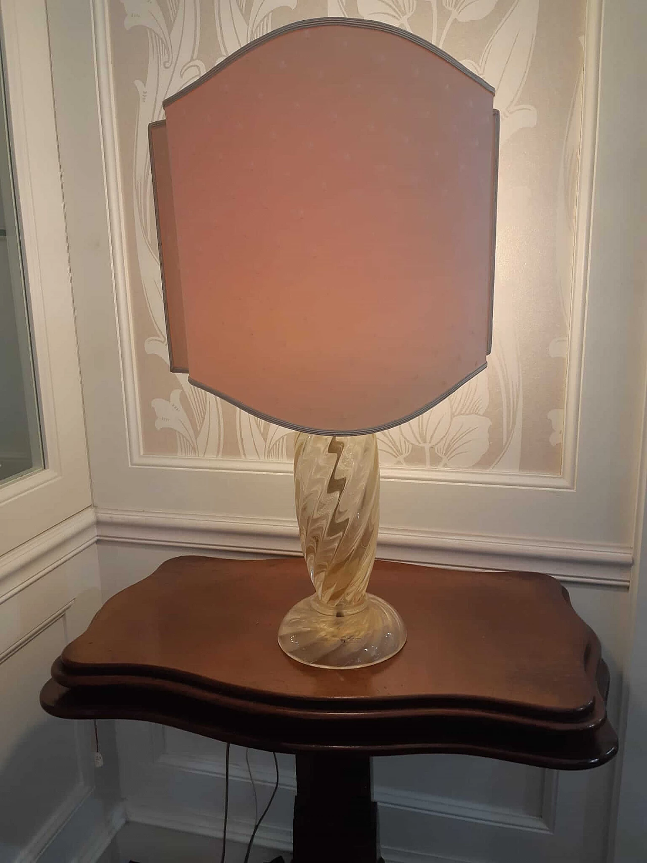 Lampada da tavolo in vetro e tessuto di Idea Murano, anni '90 1