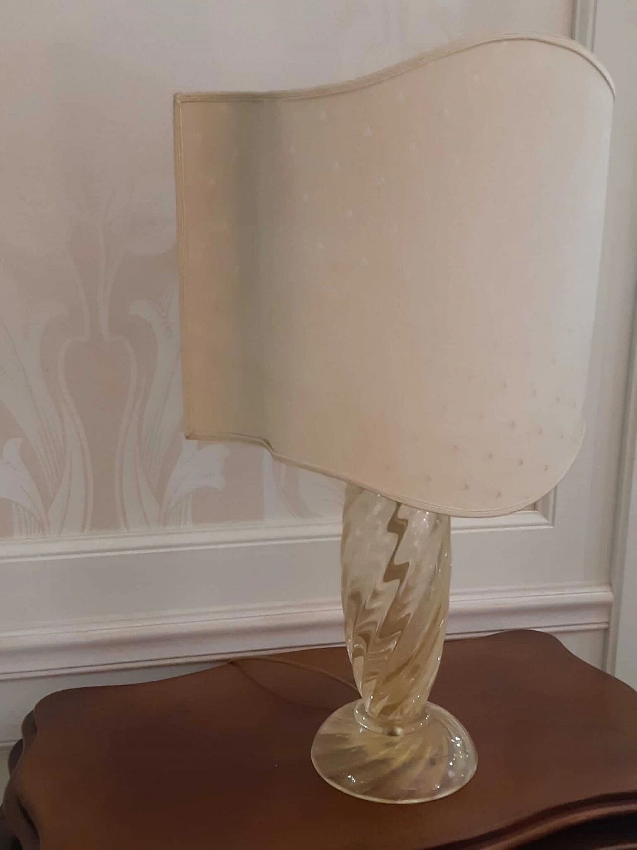 Lampada da tavolo in vetro e tessuto di Idea Murano, anni '90 2