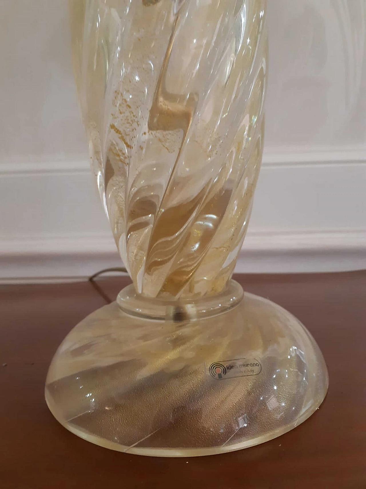 Lampada da tavolo in vetro e tessuto di Idea Murano, anni '90 3