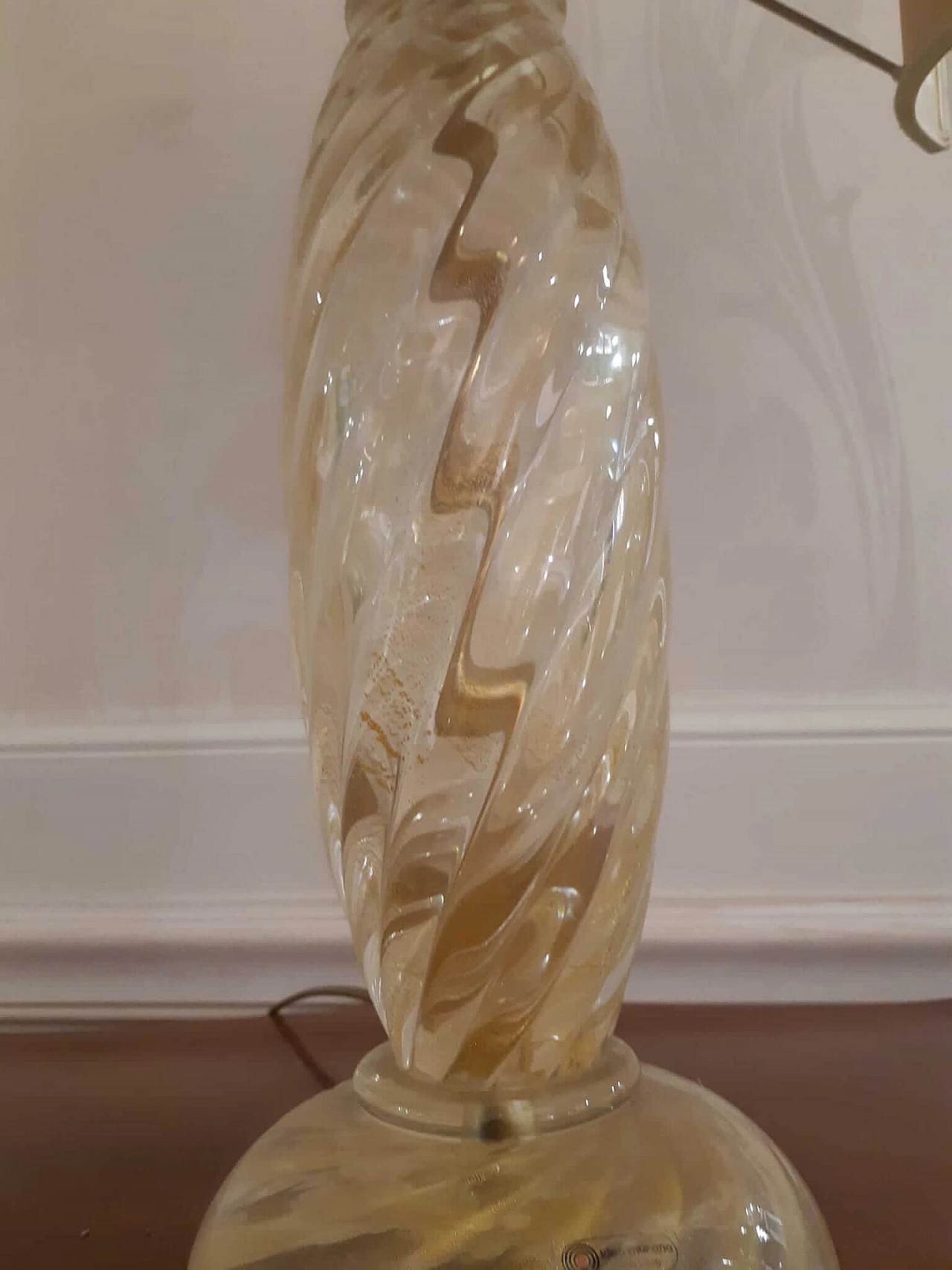 Lampada da tavolo in vetro e tessuto di Idea Murano, anni '90 4