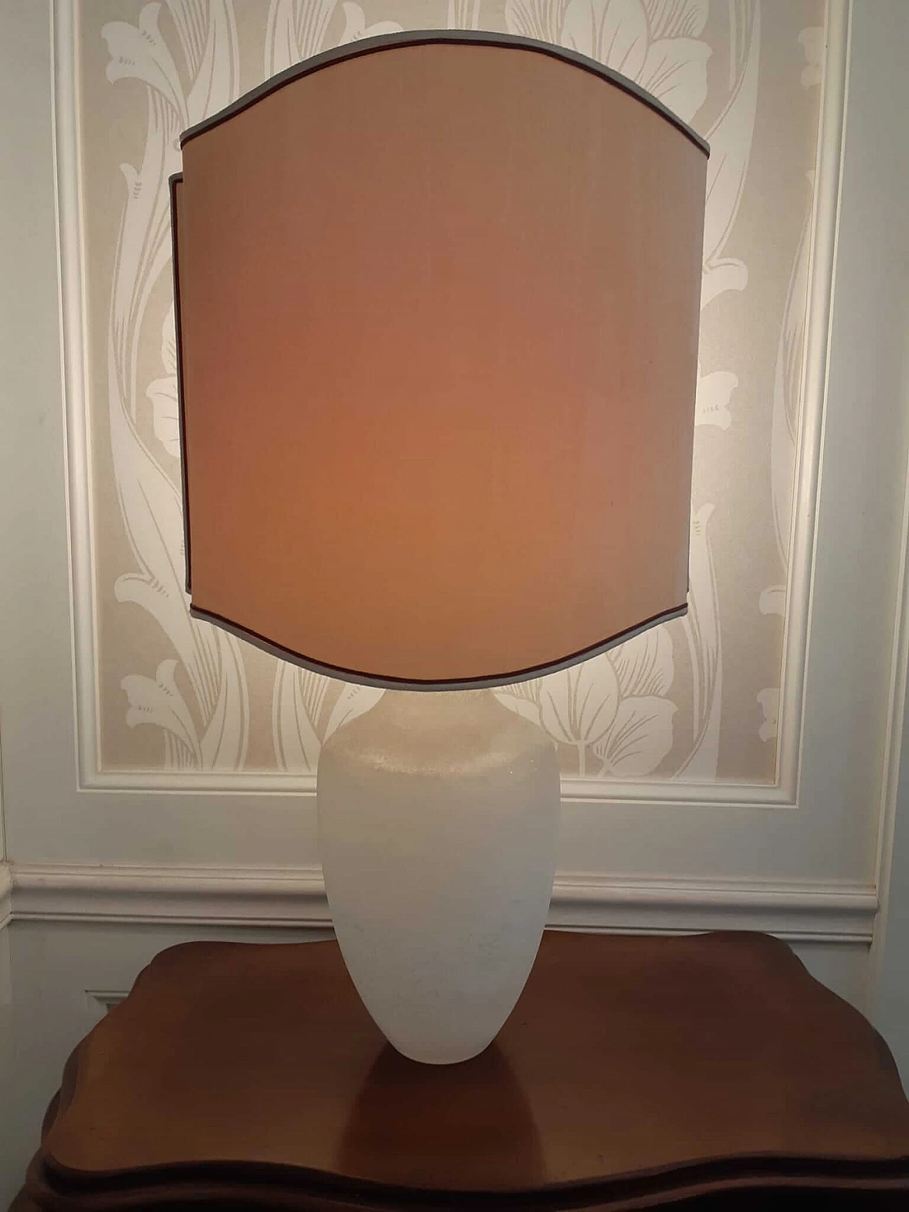 Lampada da tavolo con base in vetro bianca Scavo di Seguso, anni '70 1