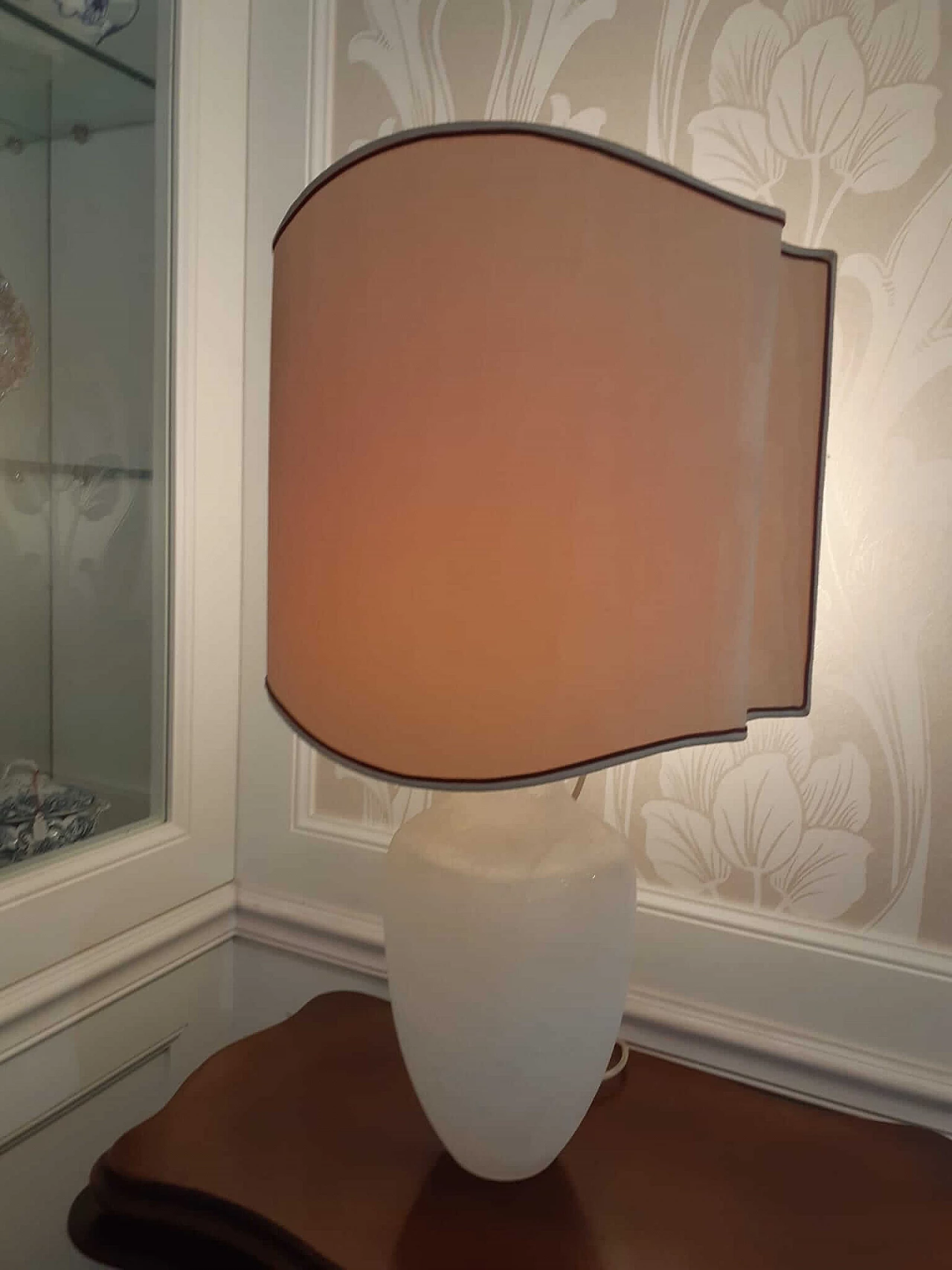 Lampada da tavolo con base in vetro bianca Scavo di Seguso, anni '70 2