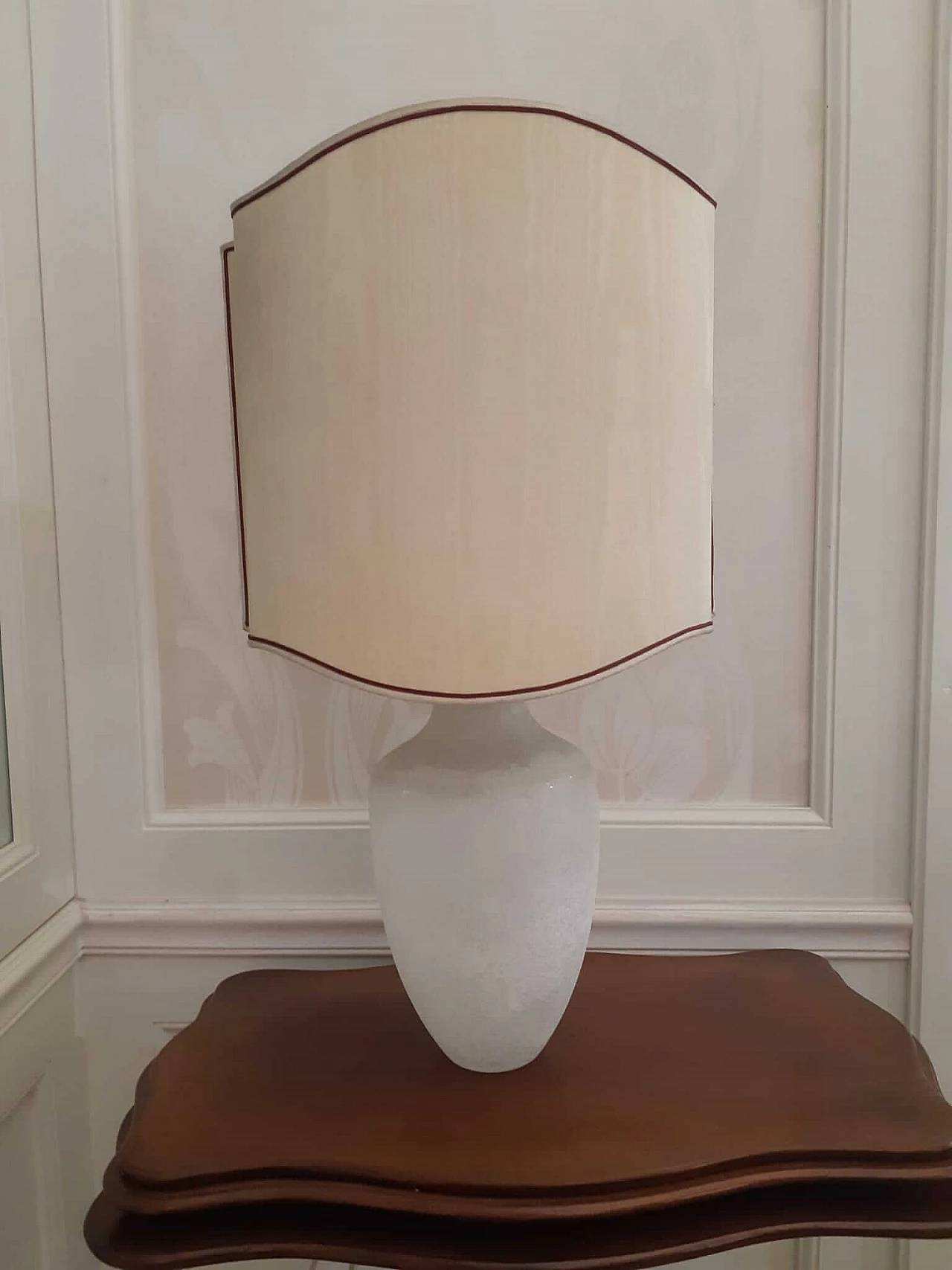 Lampada da tavolo con base in vetro bianca Scavo di Seguso, anni '70 3