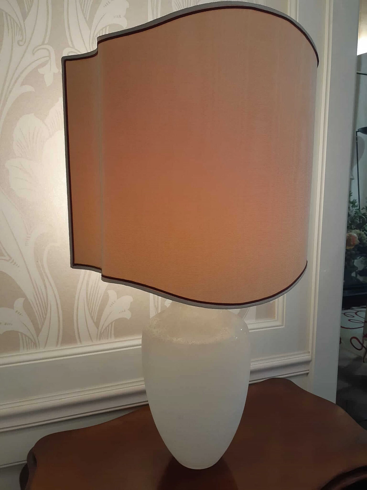 Lampada da tavolo con base in vetro bianca Scavo di Seguso, anni '70 7