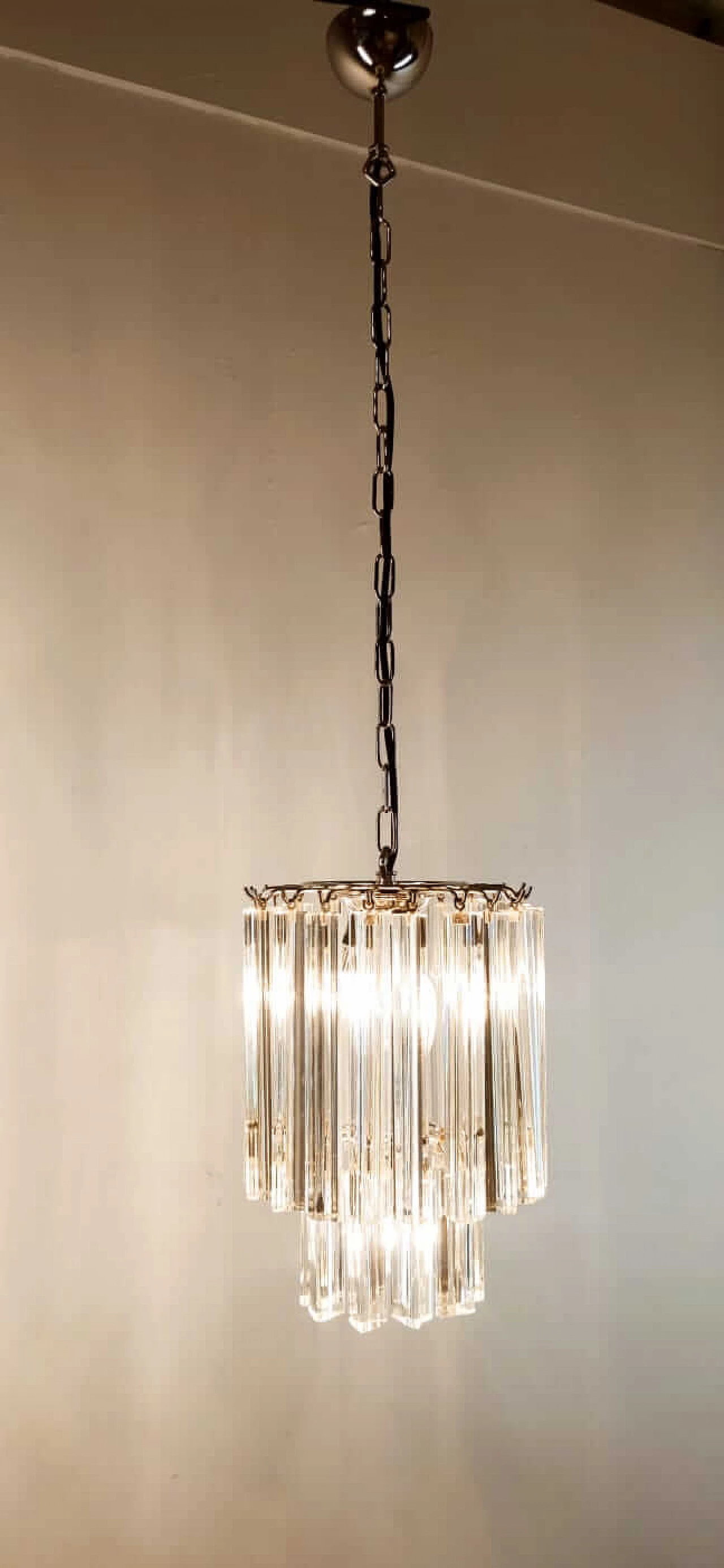 Lampadario in vetro e metallo di Venini, anni '70 2