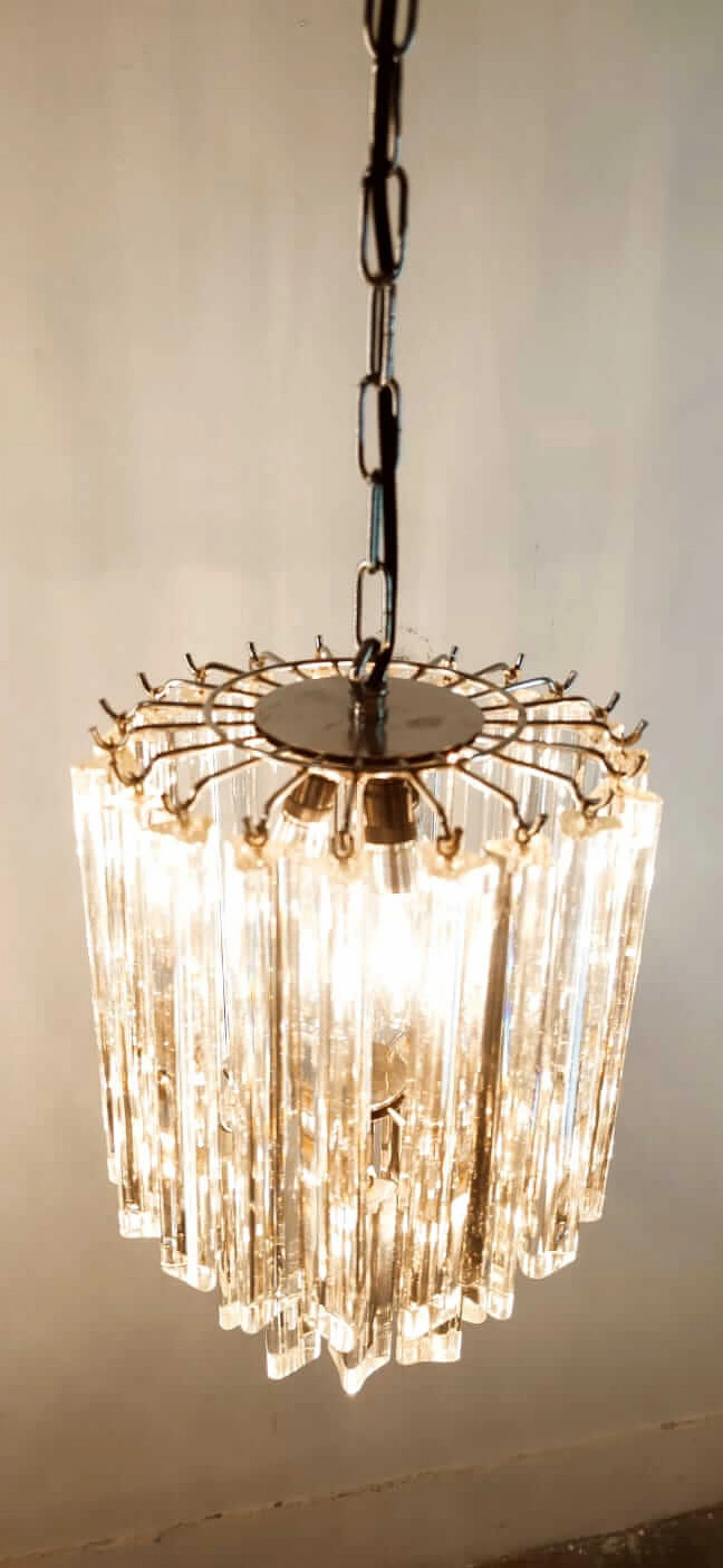 Lampadario in vetro e metallo di Venini, anni '70 3