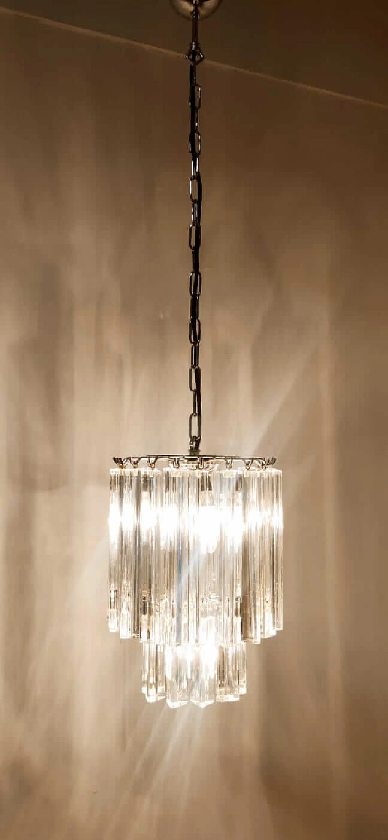 Lampadario in vetro e metallo di Venini, anni '70 4