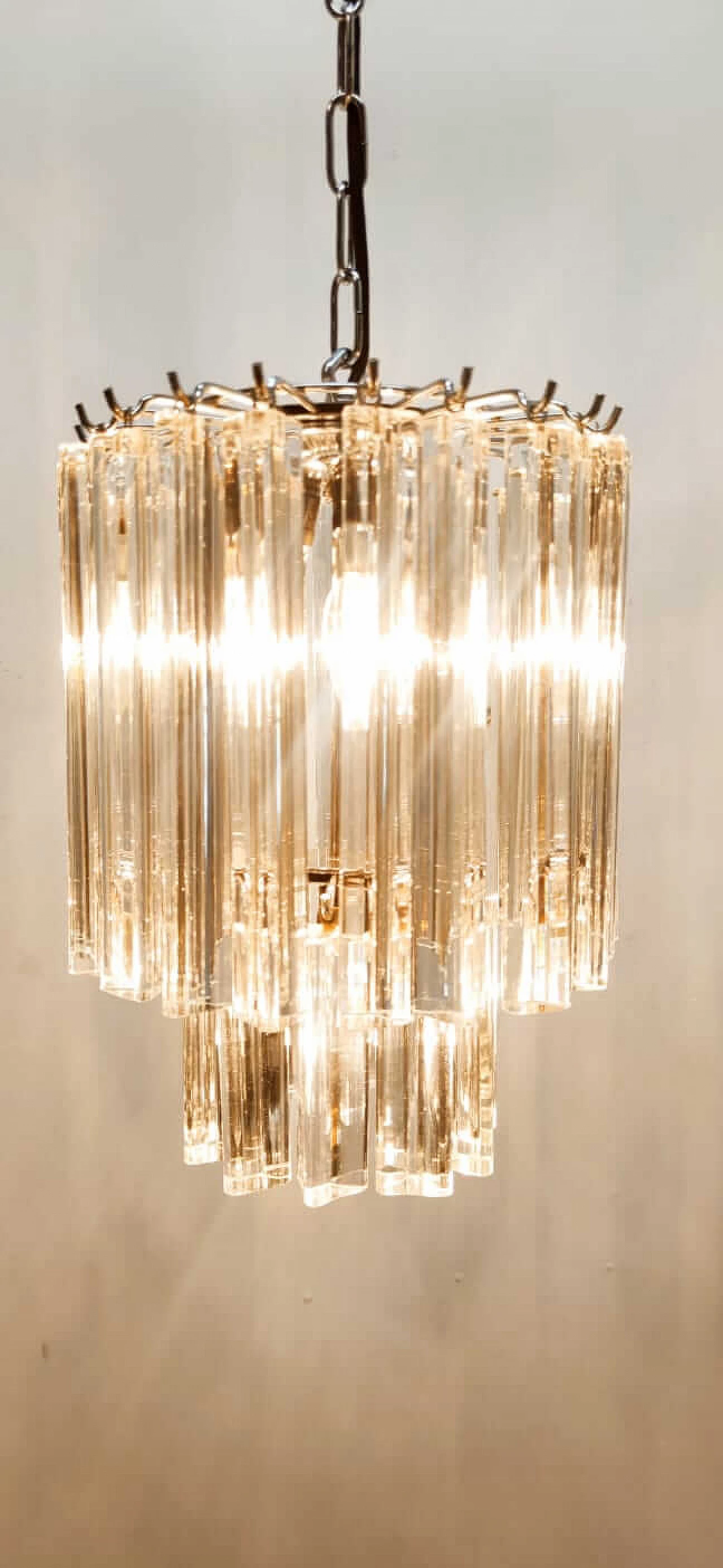 Lampadario in vetro e metallo di Venini, anni '70 5