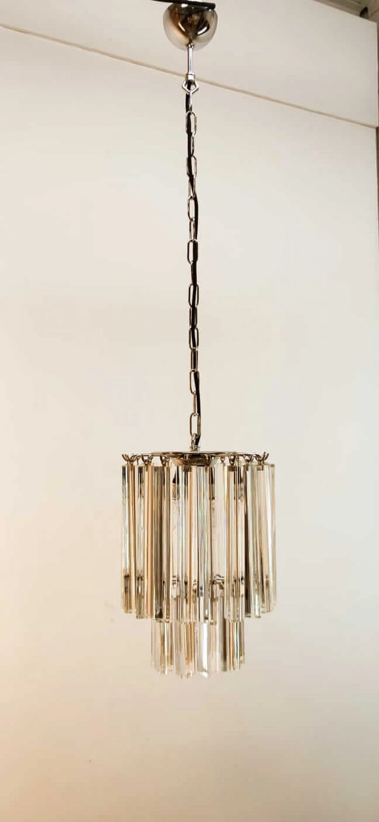 Lampadario in vetro e metallo di Venini, anni '70 6