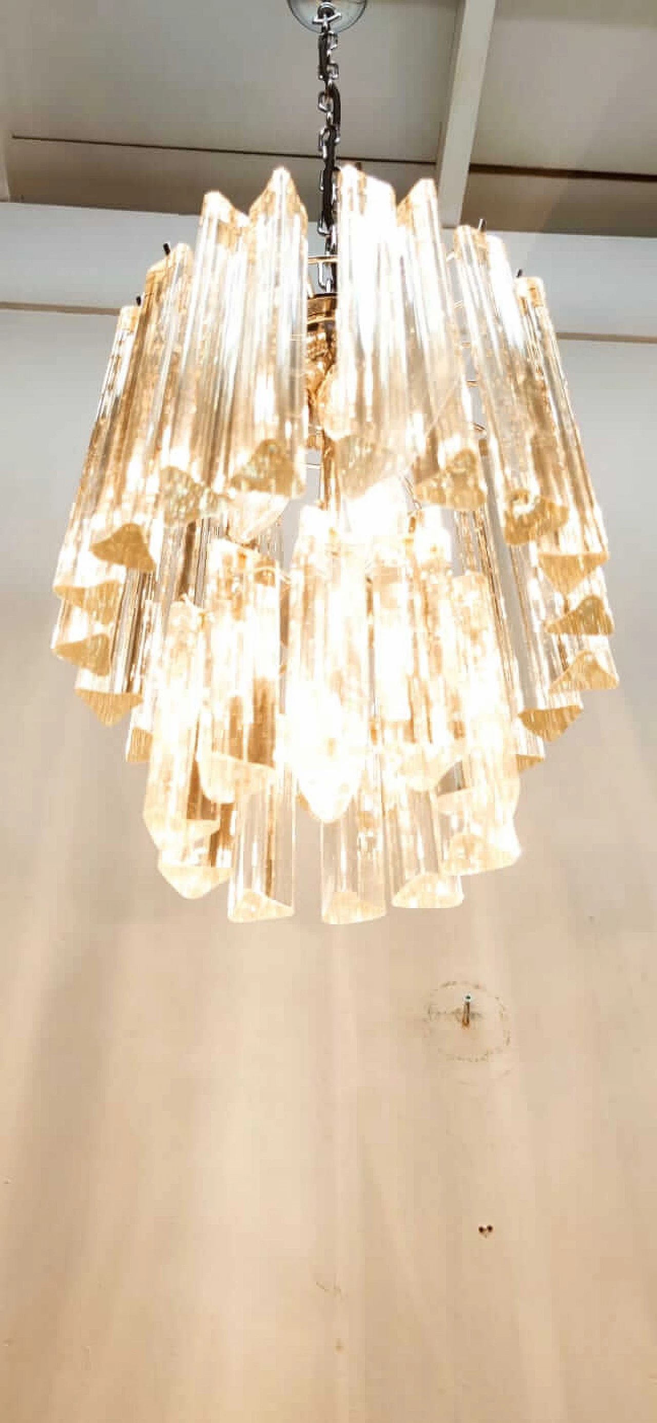 Lampadario in vetro e metallo di Venini, anni '70 8