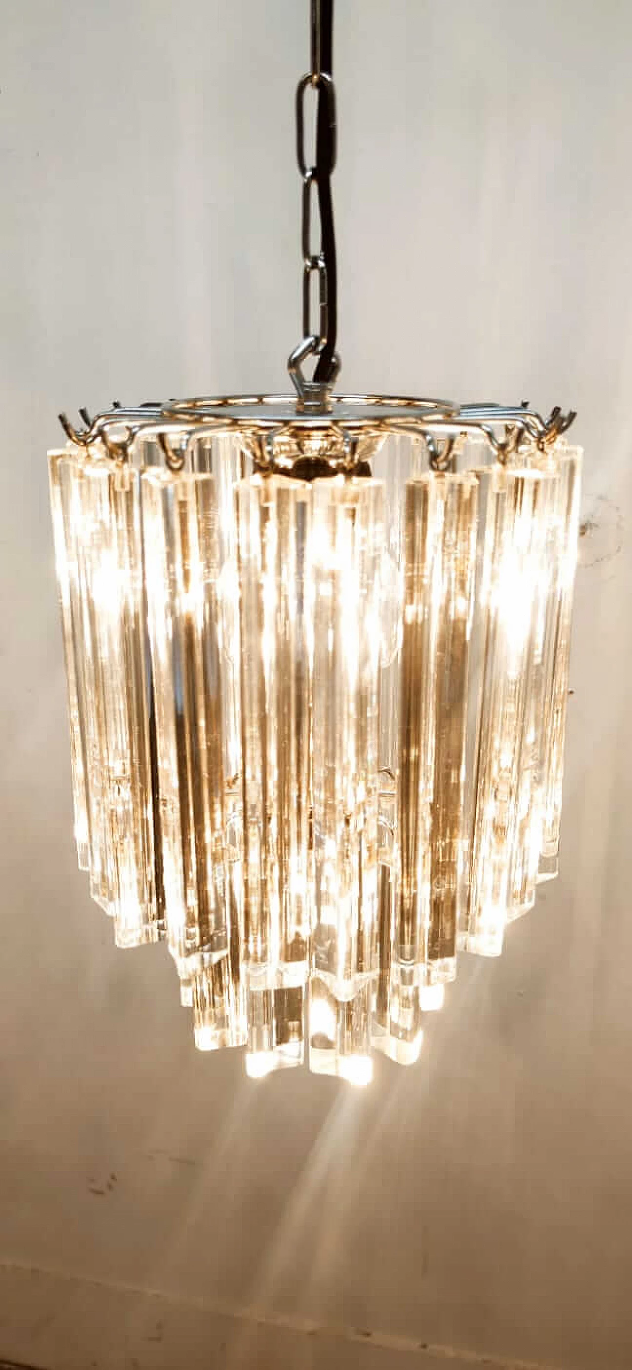 Lampadario in vetro e metallo di Venini, anni '70 9