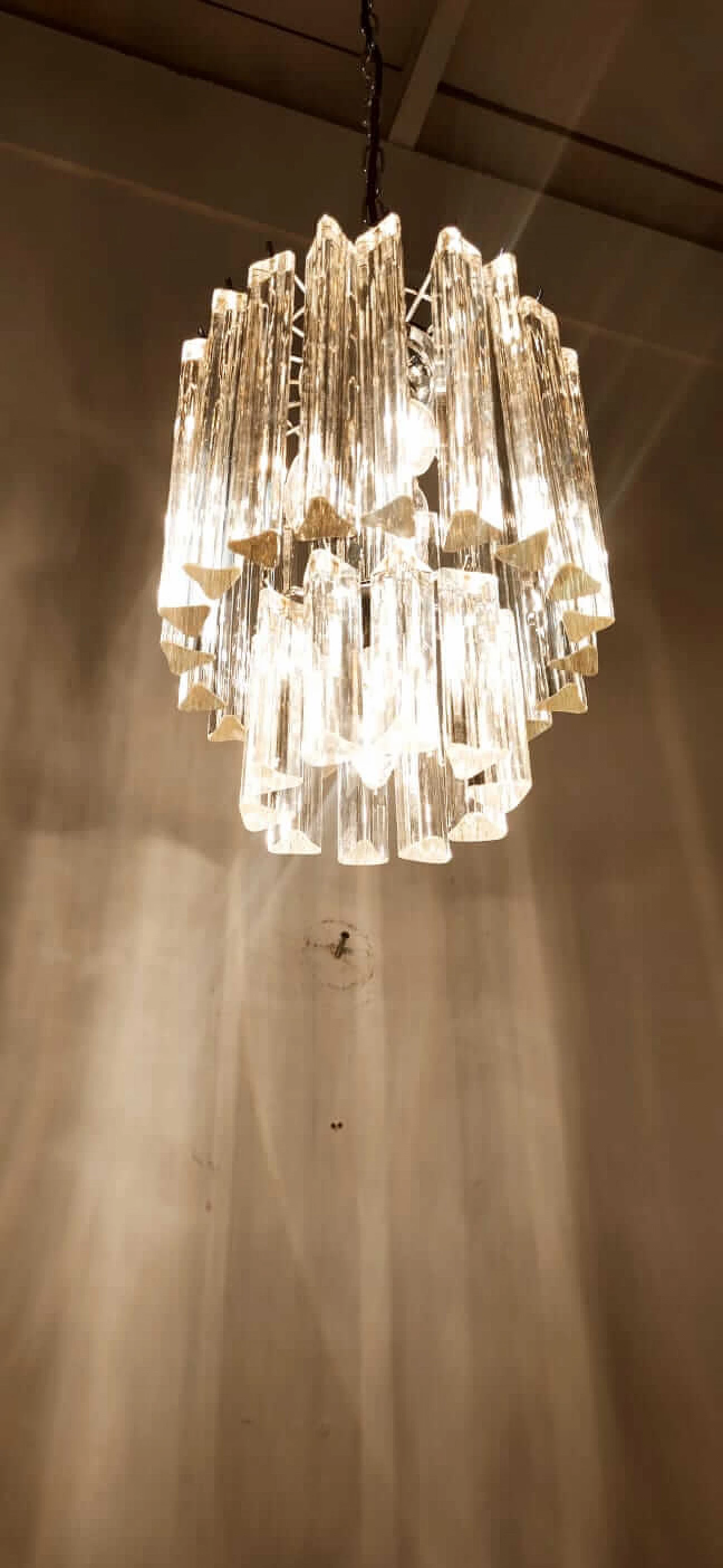 Lampadario in vetro e metallo di Venini, anni '70 10