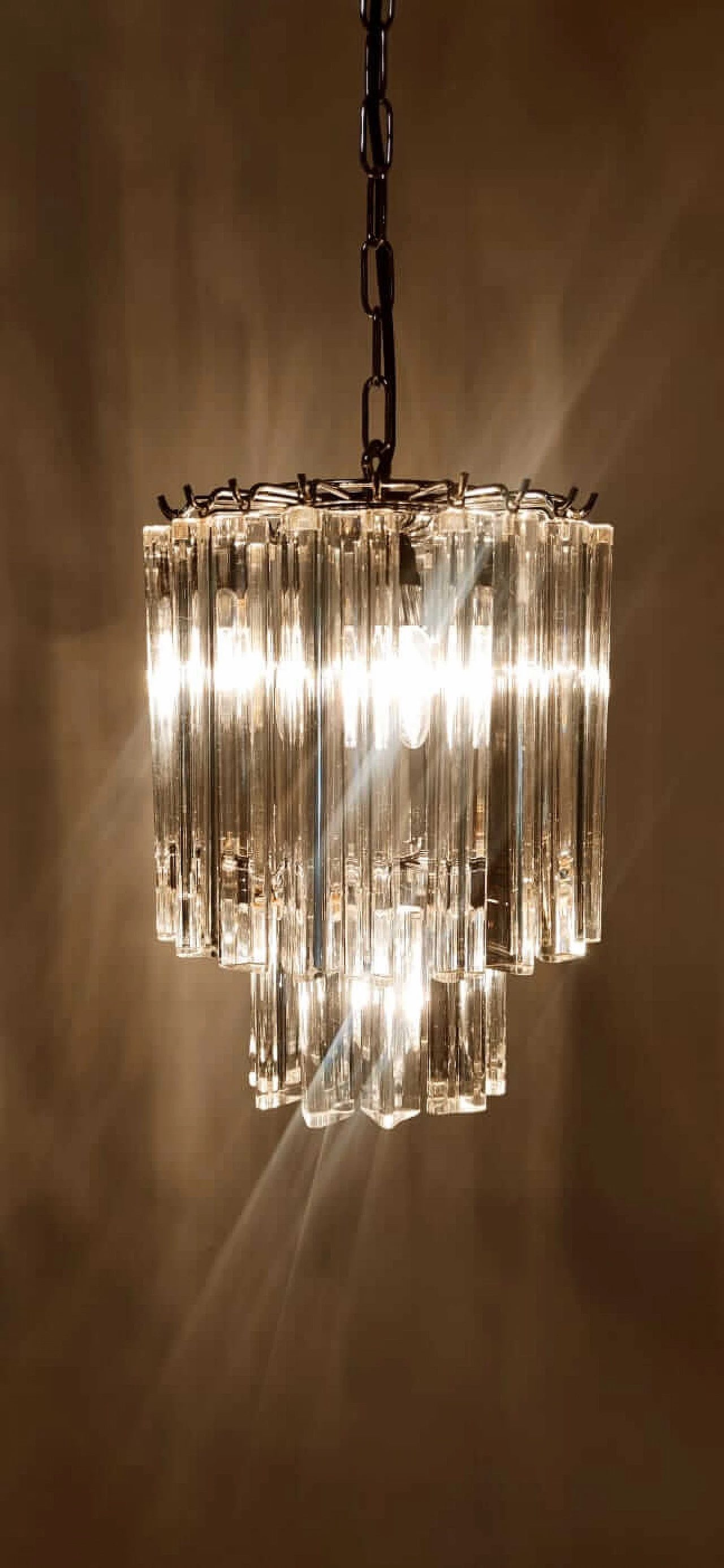 Lampadario in vetro e metallo di Venini, anni '70 11