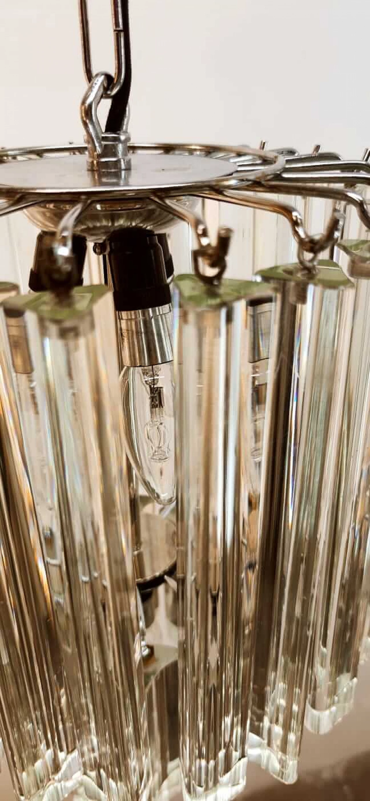 Lampadario in vetro e metallo di Venini, anni '70 13