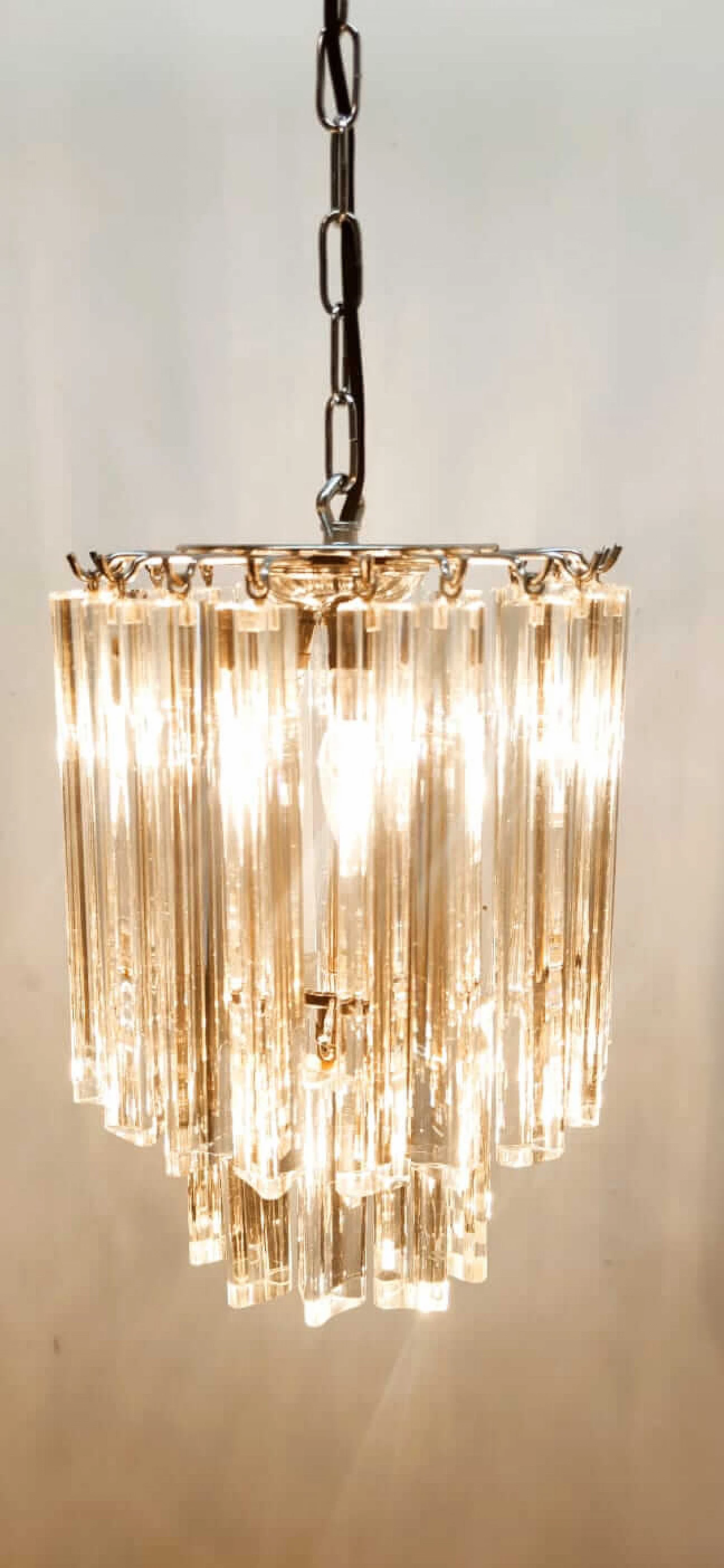 Lampadario in vetro e metallo di Venini, anni '70 16