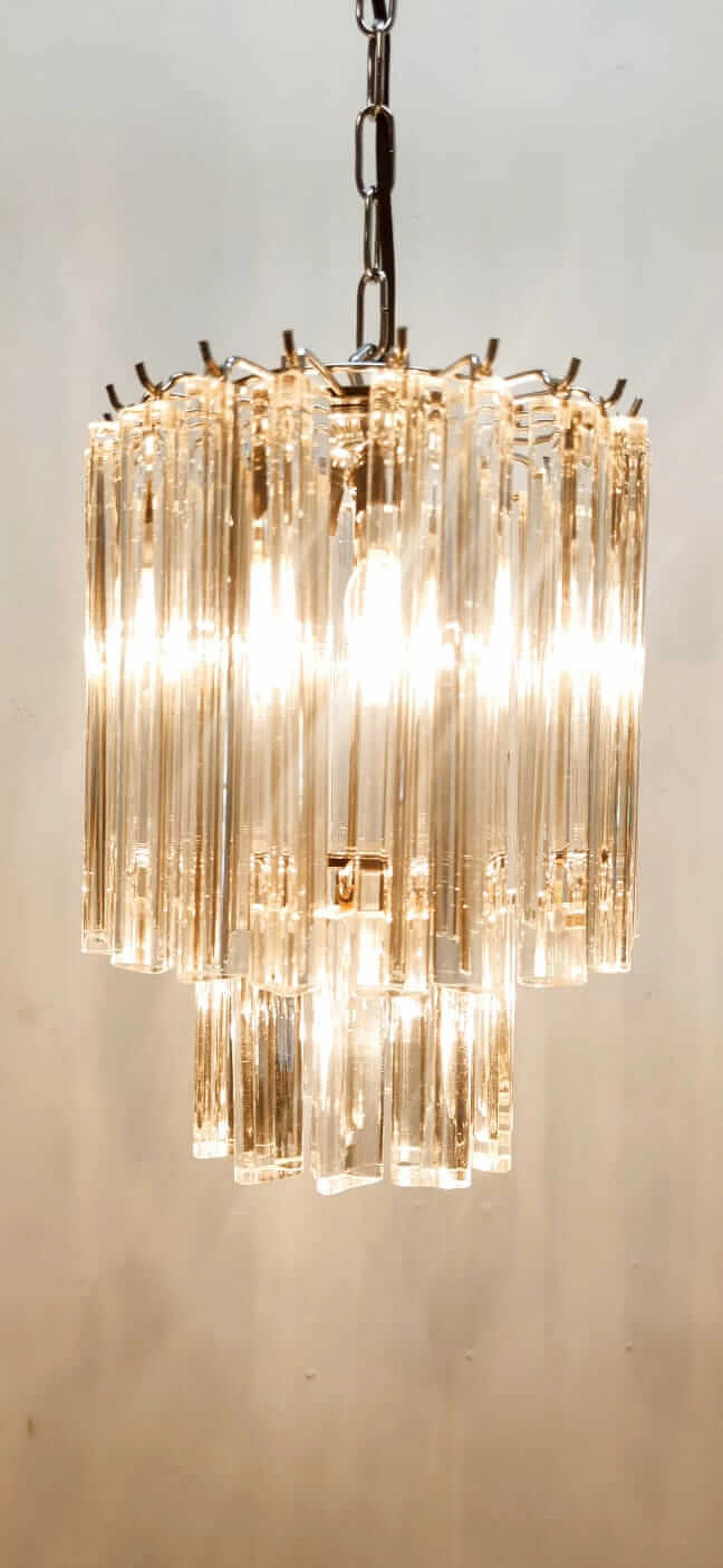 Lampadario in vetro e metallo di Venini, anni '70 17