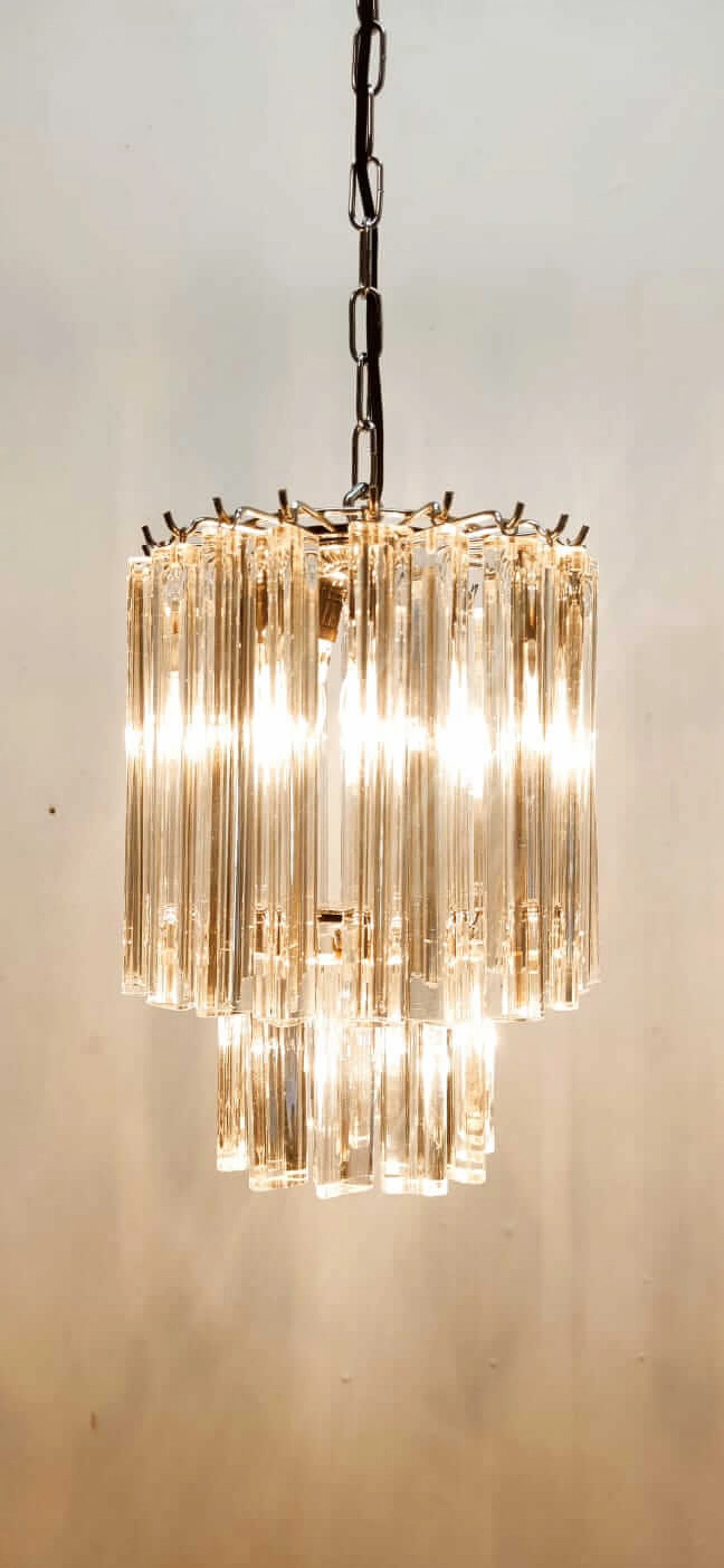 Lampadario in vetro e metallo di Venini, anni '70 18