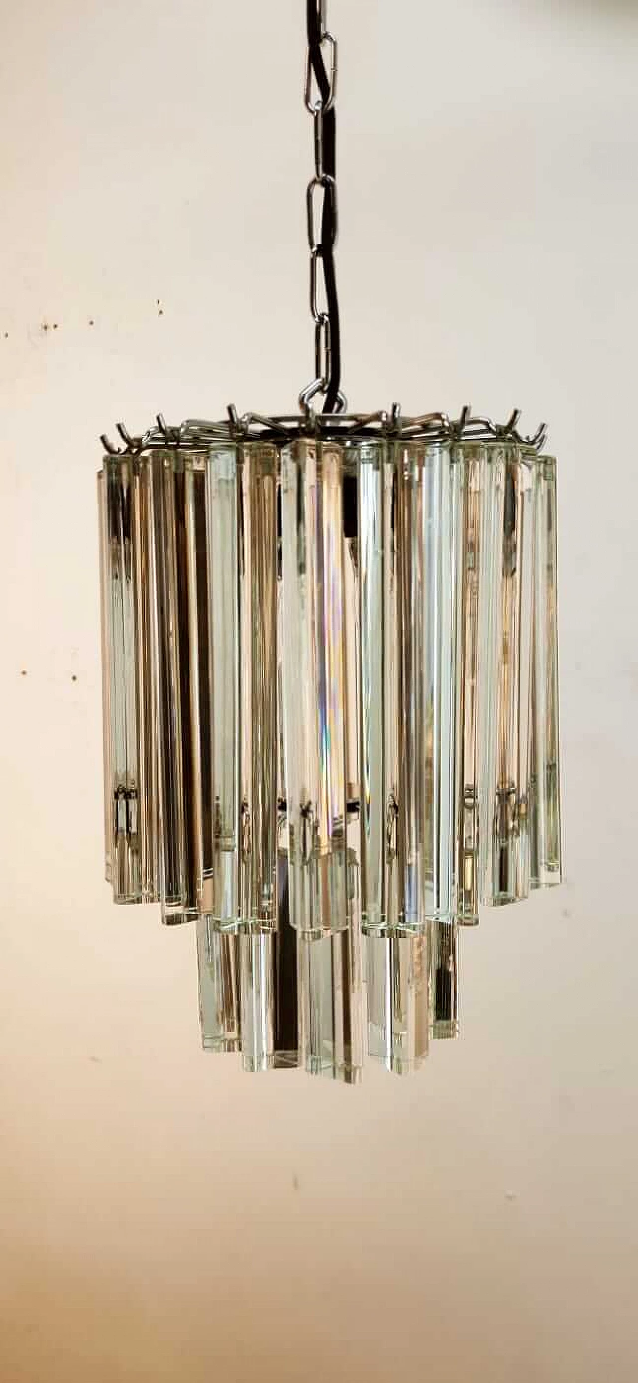 Lampadario in vetro e metallo di Venini, anni '70 23