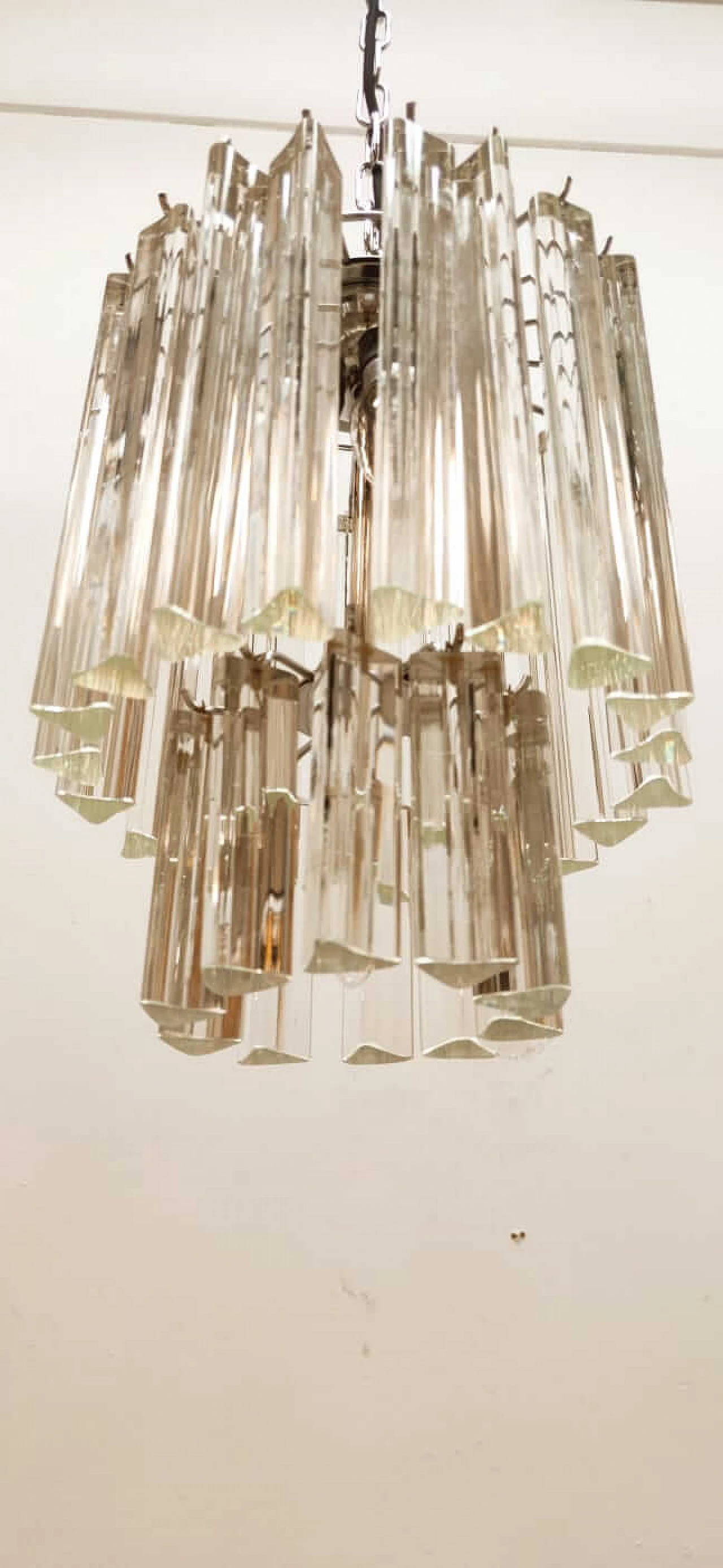 Lampadario in vetro e metallo di Venini, anni '70 26