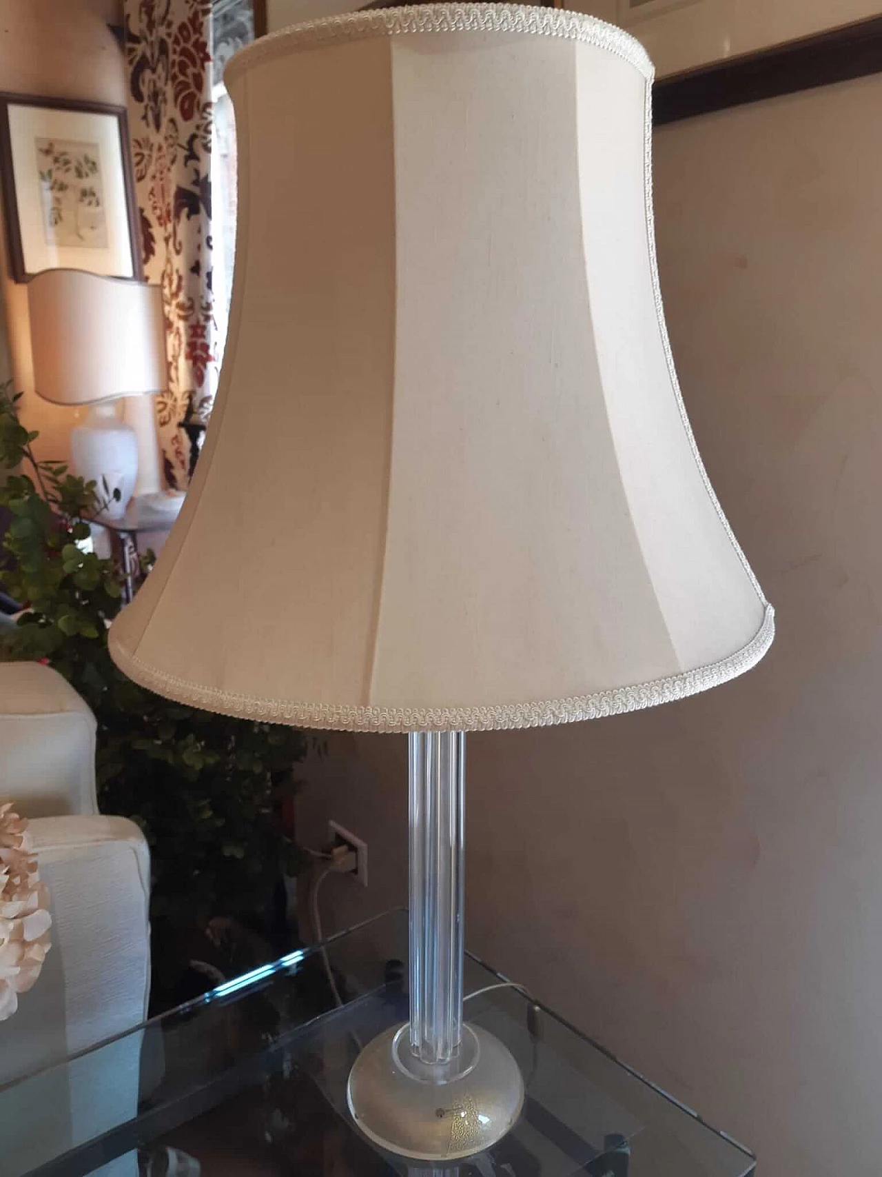 Table lamp with base in Murano glass canneted with gold powder, 1990s 3