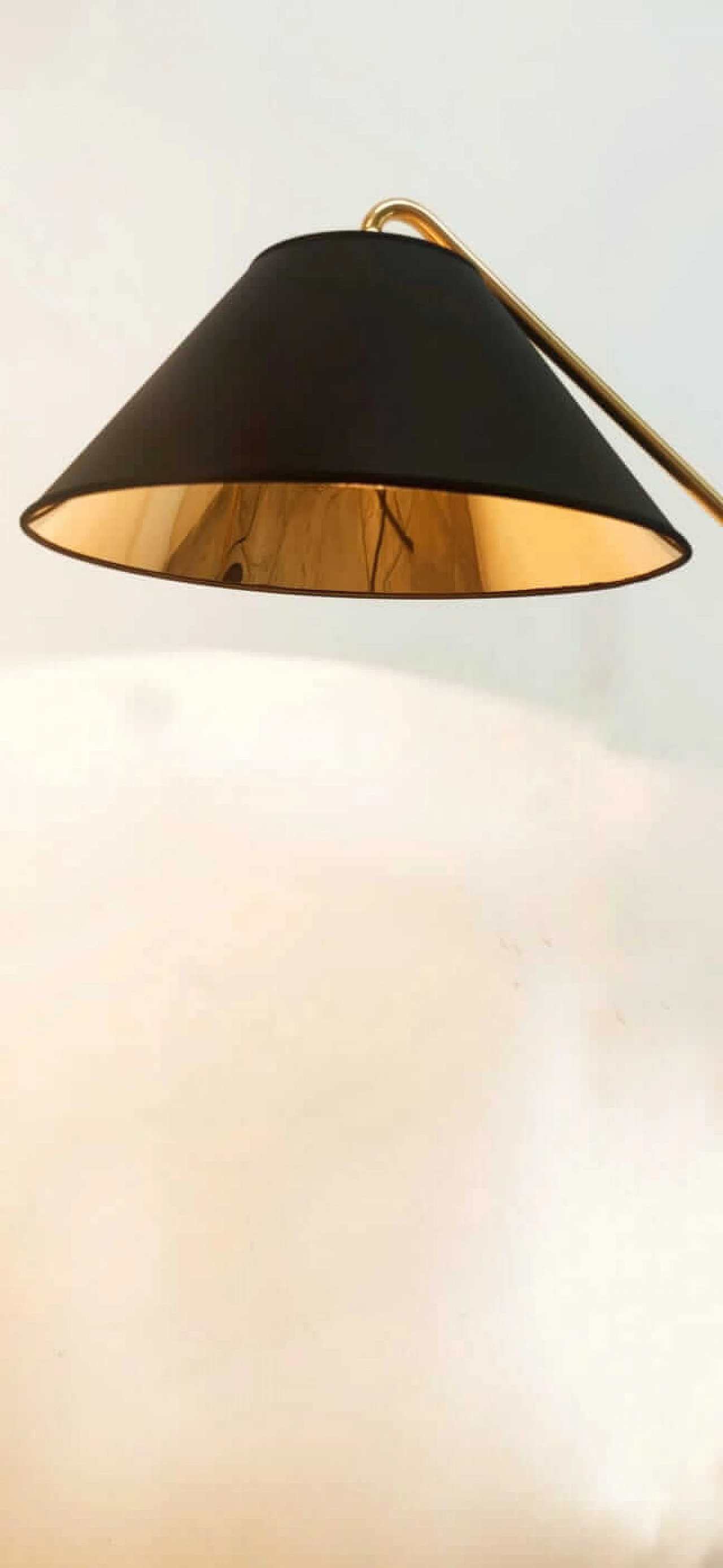 Adjustable brass floor lamp with black and gold shade, 1970s 25