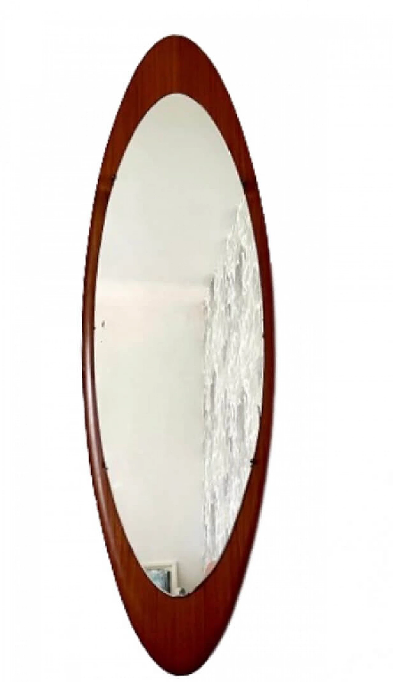 Specchio da parete scandinavo in teak, anni '60 1