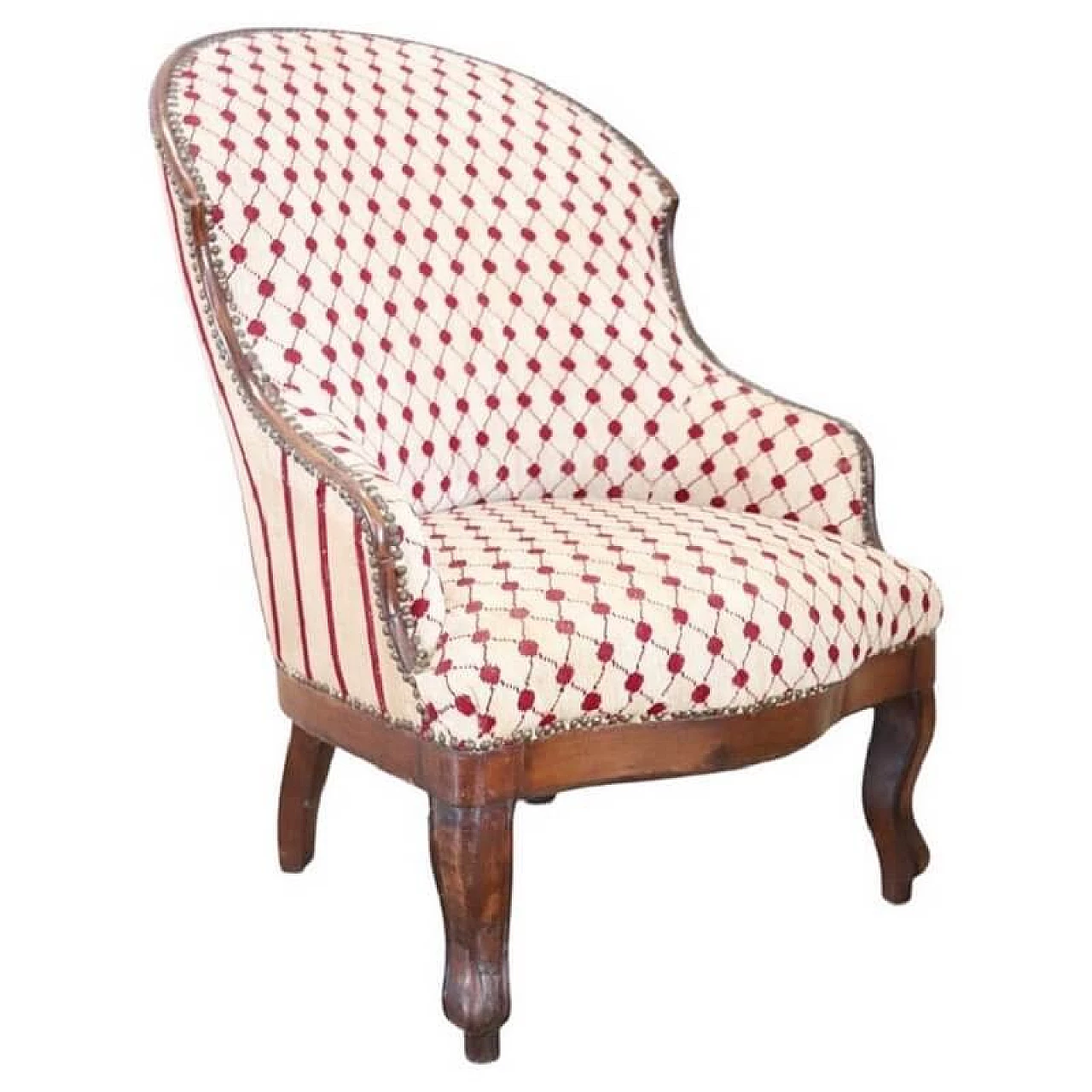 Solid walnut upholstered armchair, mid-19th century 1