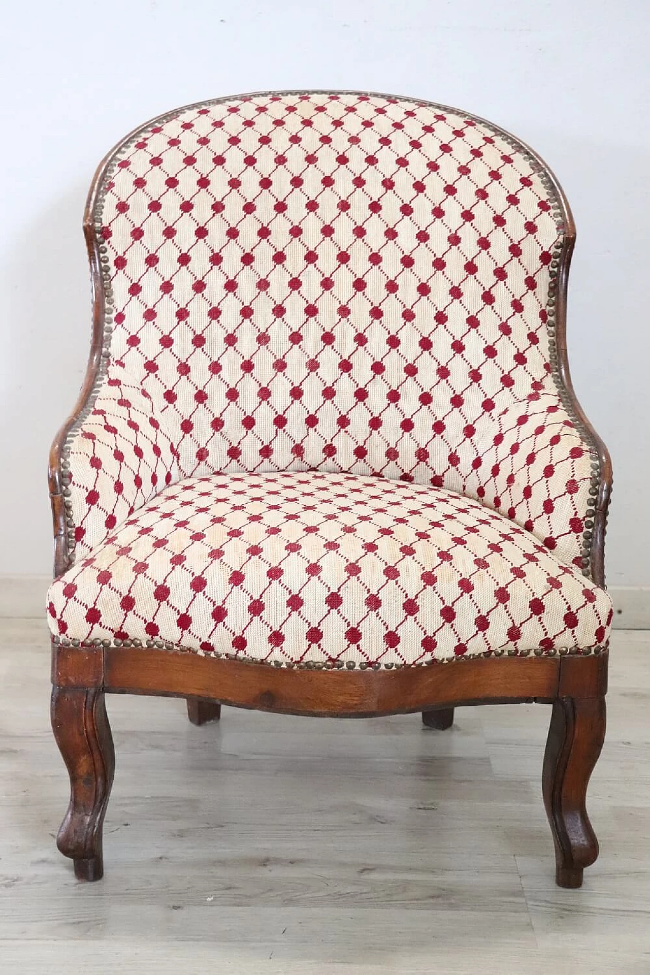 Solid walnut upholstered armchair, mid-19th century 3