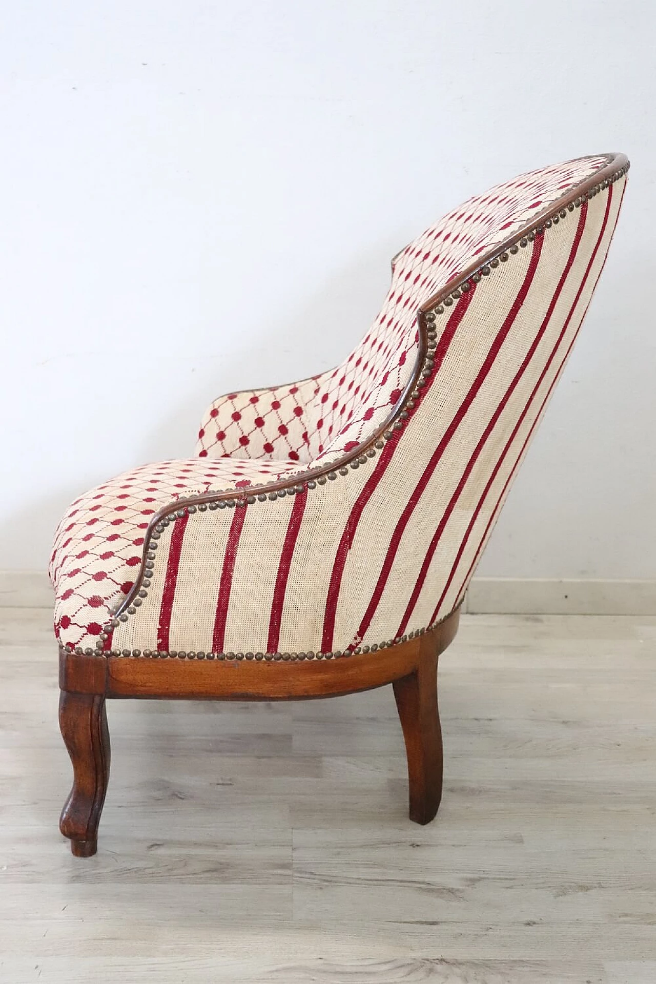Solid walnut upholstered armchair, mid-19th century 4