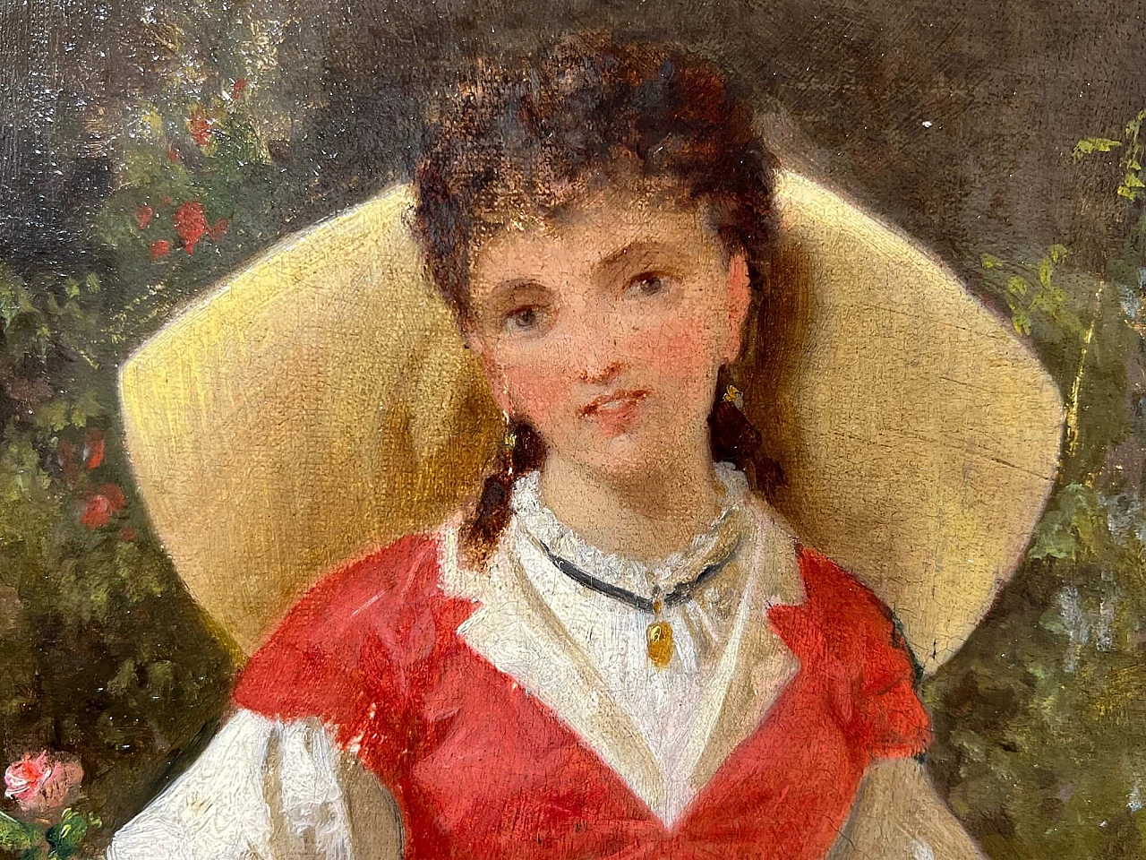 Enrico Fanfani, flower girl at Palazzo Strozzi, oil painting on canvas, 19th century 10