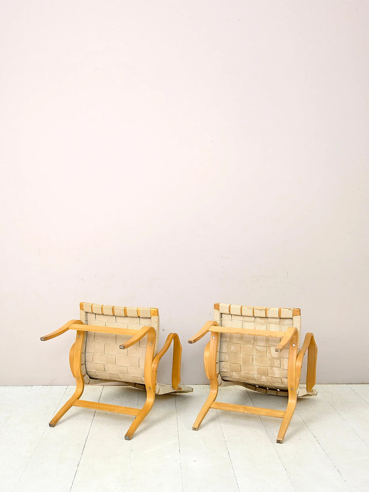 Pair of wood and fabric Eva armchairs by Bruno Mathsson, 1970s 5