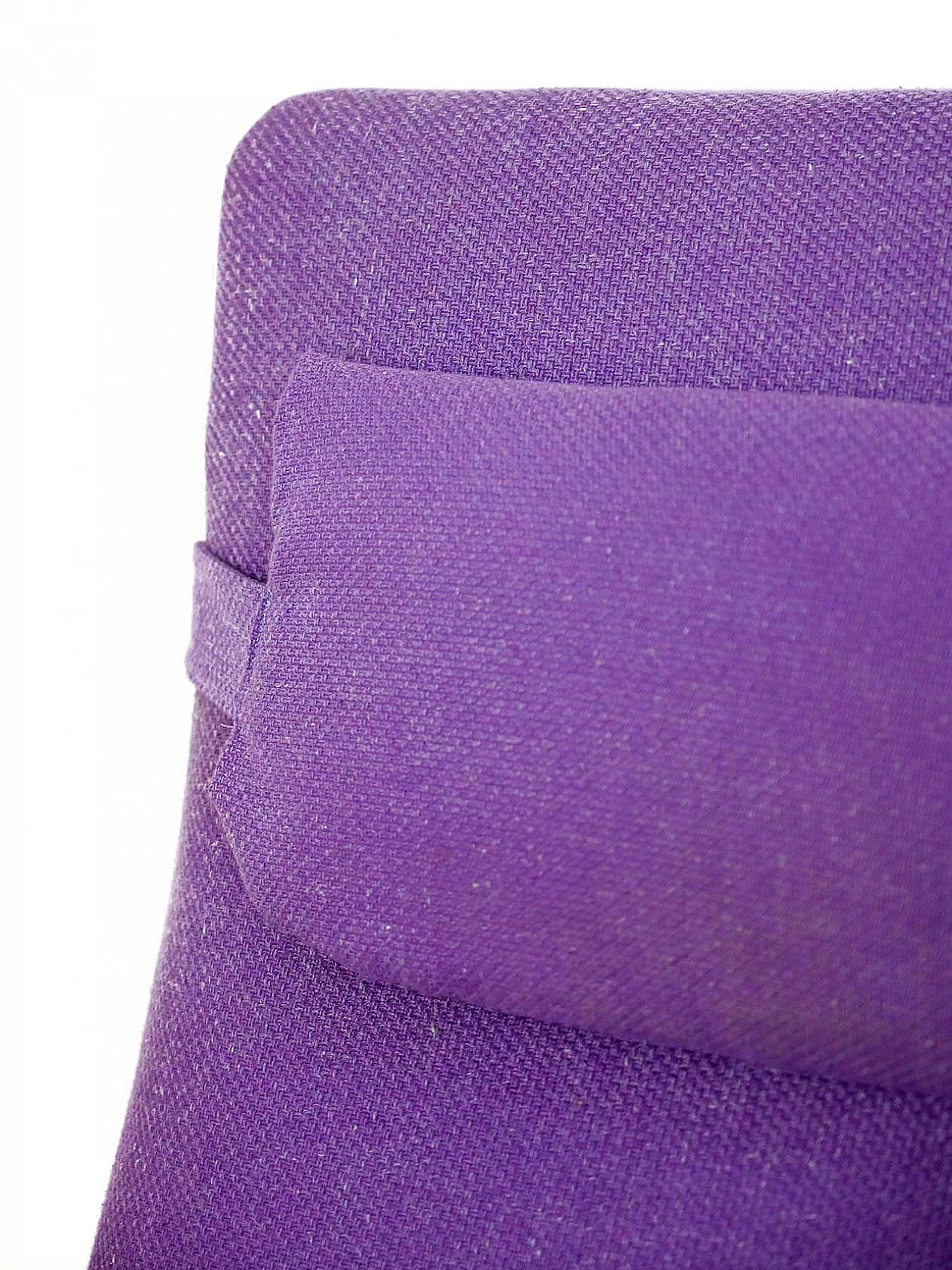 Scandinavian wood and purple fabric armchair, 1960s 8