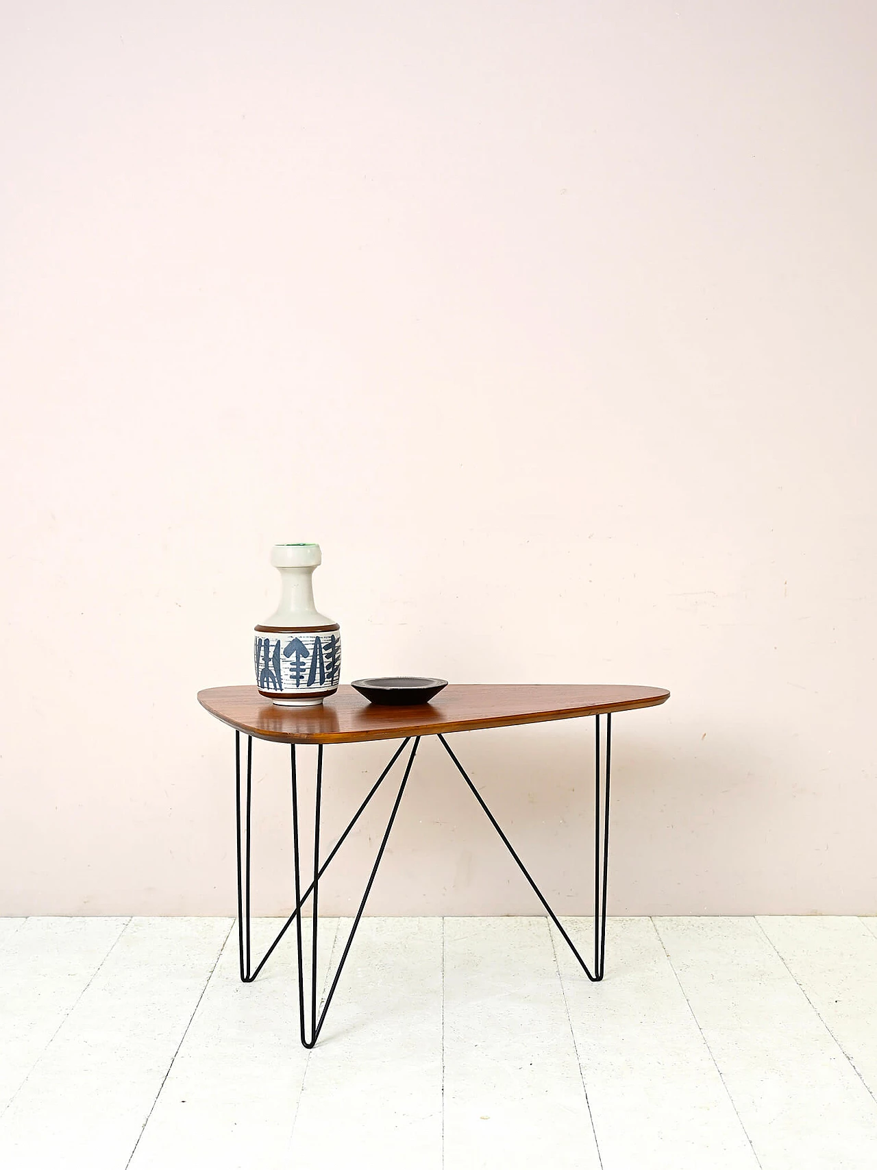 Swedish triangular teak and black metal coffee table, 1960s 2